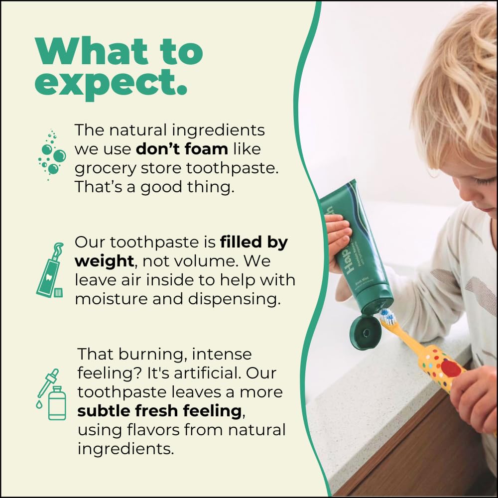 Happy Tooth Hydroxyapatite Toothpaste, Fluoride Free, Natural Whitening for Kids, Toddlers and Adults, SLS Free, Enamel Safe, Dentist Formulated with Clean Ingredients, Sweet Orange Flavor, 4oz