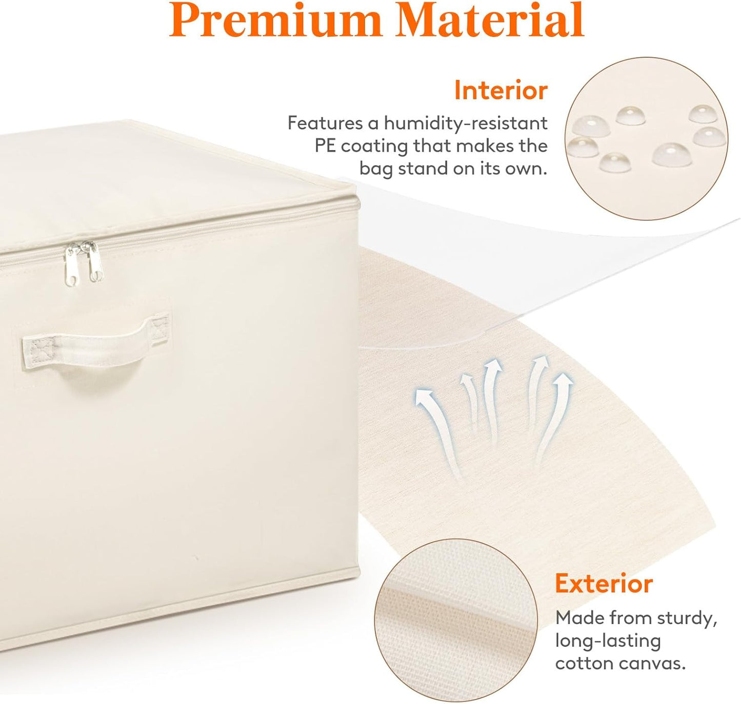 Lifewit Large Canvas Cotton Comforter Storage Bags with Zipper 4 Pack, 90L Breathable Foldable Clothing Containers, Linen Sweater Organizers Boxes for Clothes, Blankets, Pillows, Duvets, Bedding