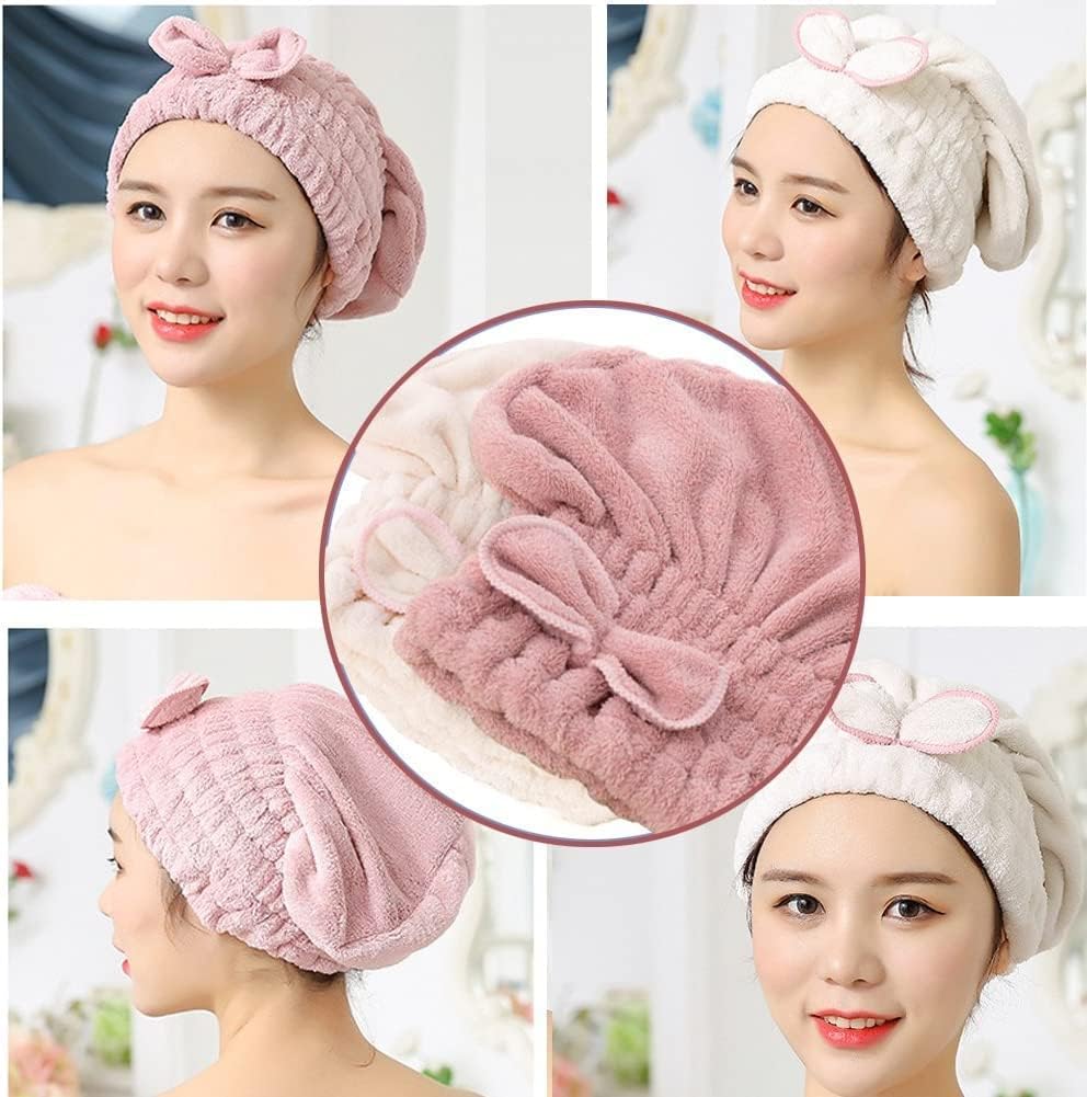 Jseng 3PC Microfiber Hair Towel Caps, Extrame Soft & Ultra Absorbent, Fast Drying Hair Drying Caps Towel Turban Wrap for Wet Hair Women