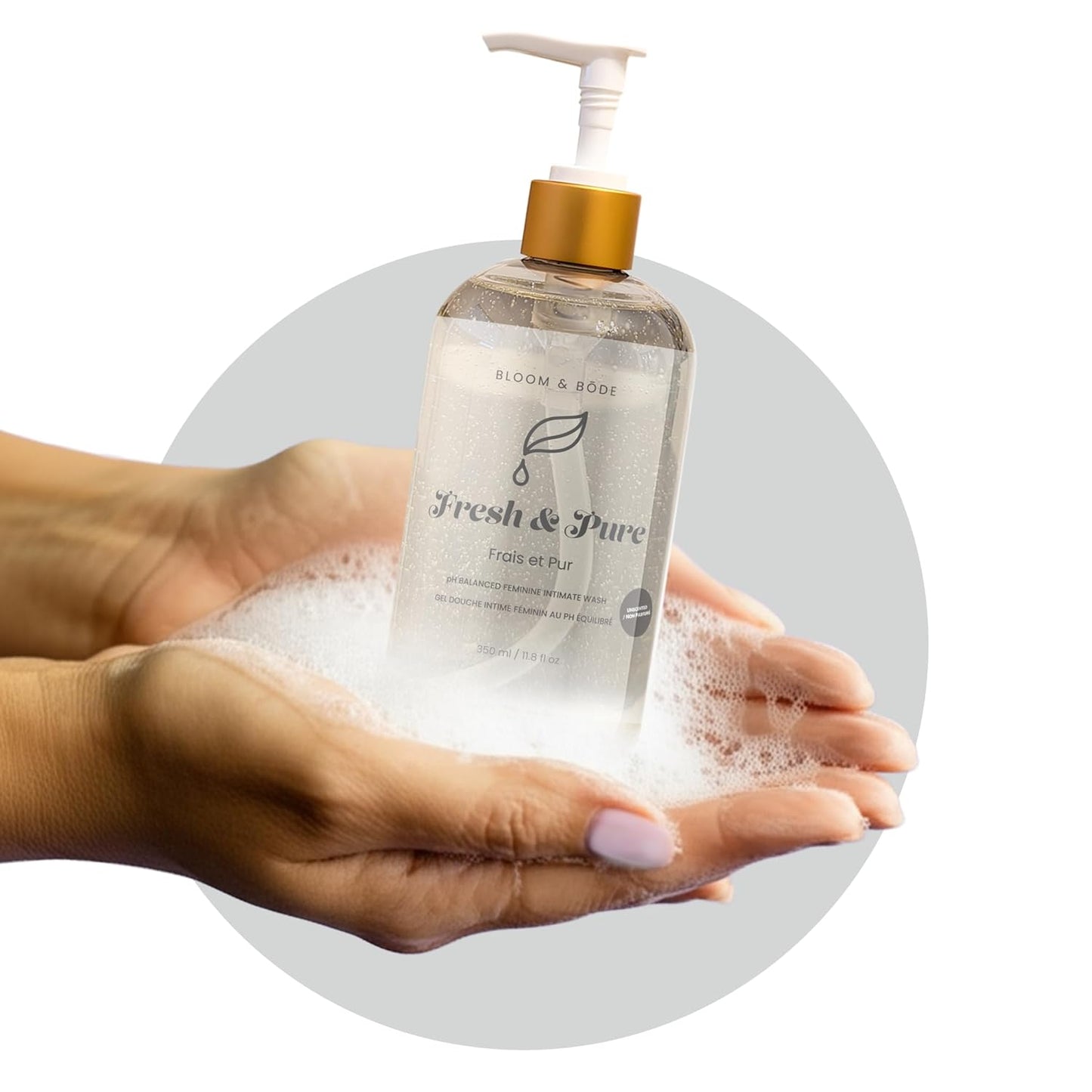 Bloom & Bōde Unscented Premium Feminine Intimate Wash - pH Balanced Feminine Wash - Ultra Mosturizing Intimate Wash With Aloe Vera - Fresh & Pure Scent (Unscented), 350ml / 11.8 fl oz