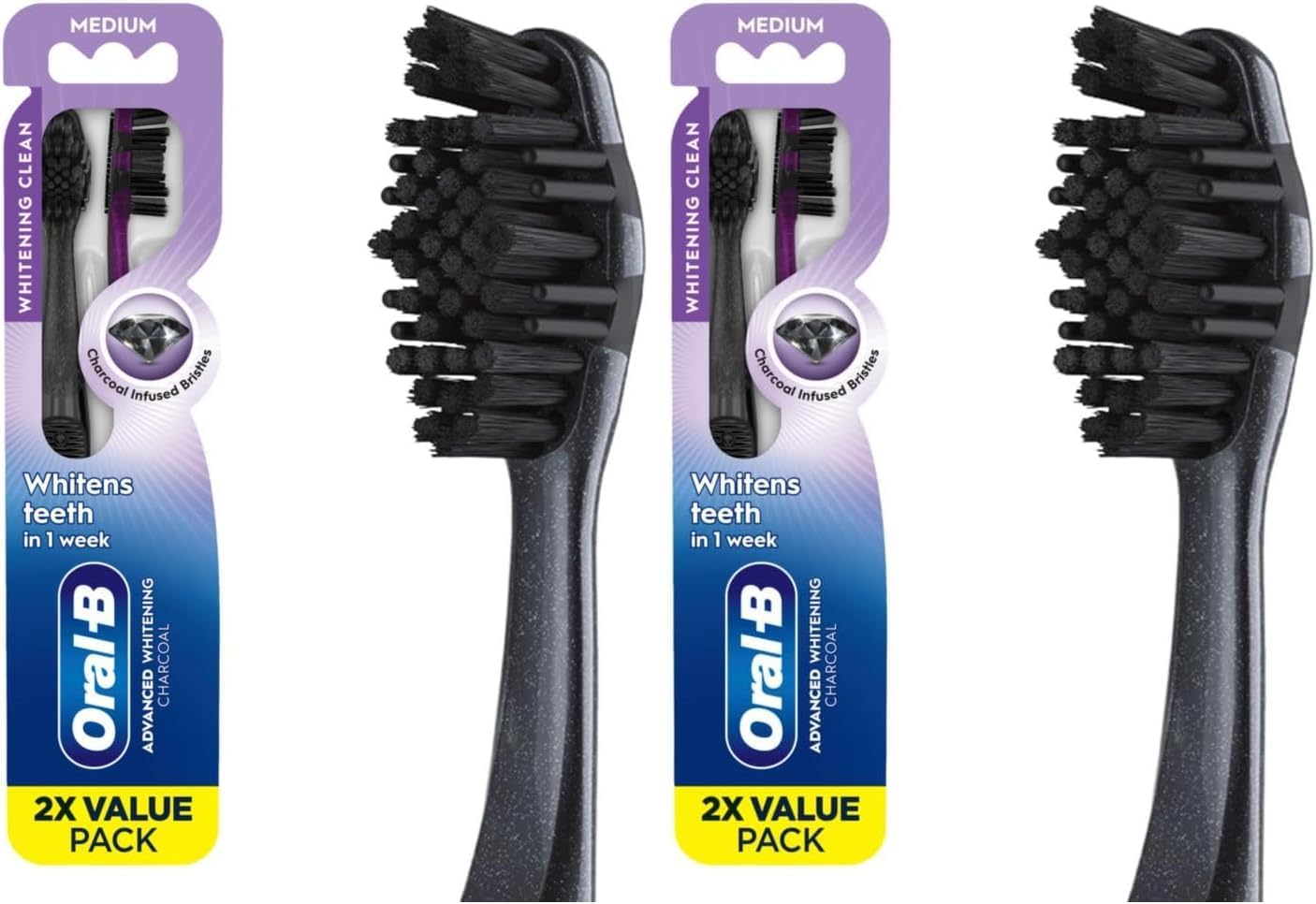 Oral-B Charcoal Toothbrushes, Medium 2ct (Pack of 2)