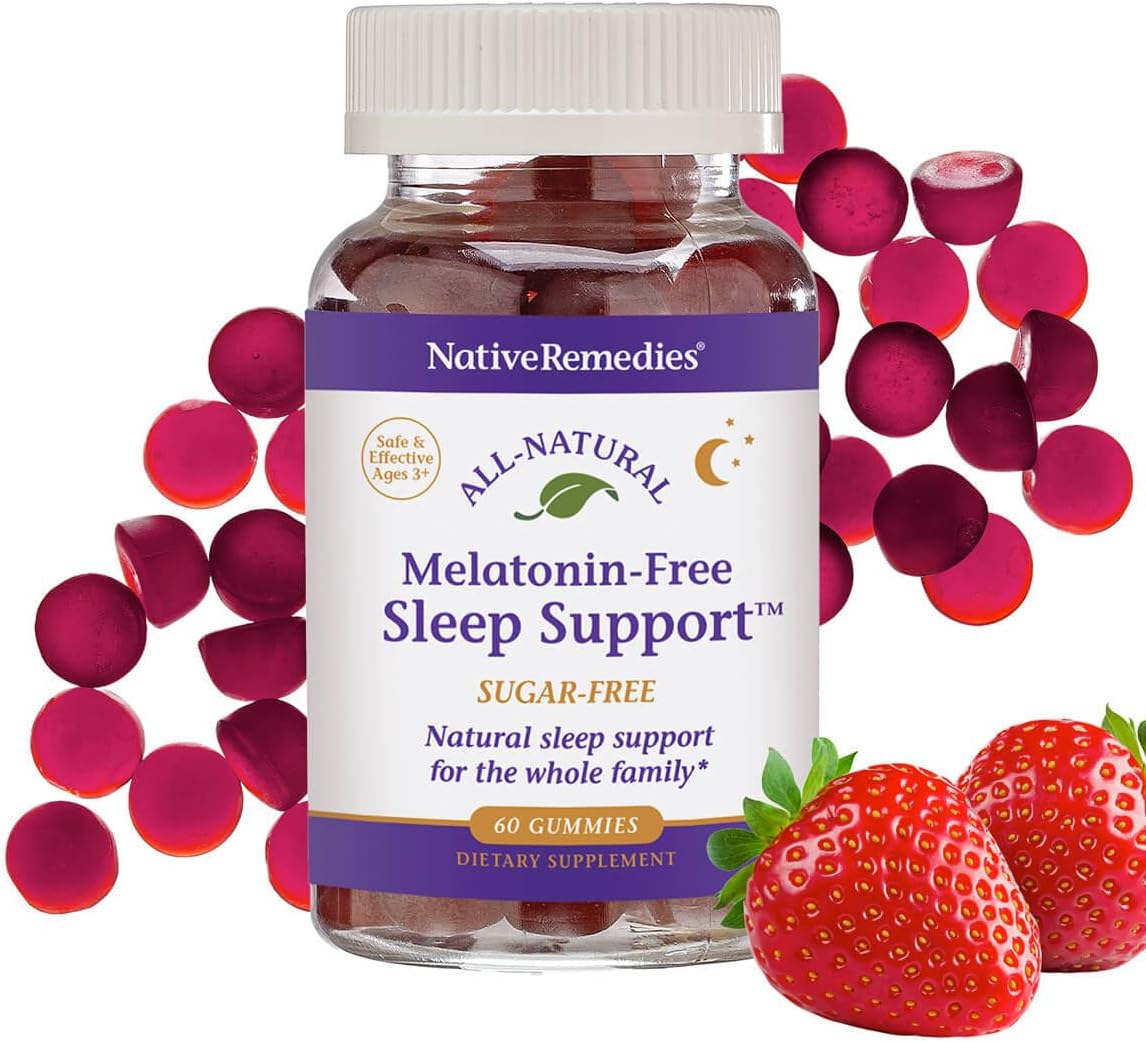 Native Remedies Melatonin-Free Sleep Gummies – Sugar-Free Herbal Formula with GABA, Magnesium, L-Theanine & Valerian – Sleep Aid Natural Support for Adults - 60 Calm Gummy Vitamins