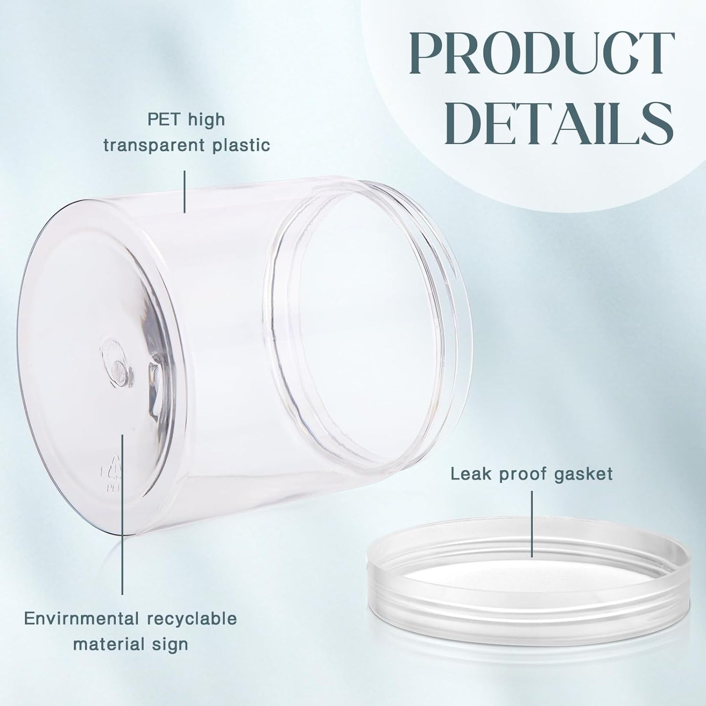 SATINIOR 12 Pack 16 oz Plastic Container Jars with Lids Round Clear Travel Cosmetic Container Slime Jars for Toiletries, Lotion, Cream, Ointments, Makeup, Rhinestone, Samples, Kitchen Storage(Clear)