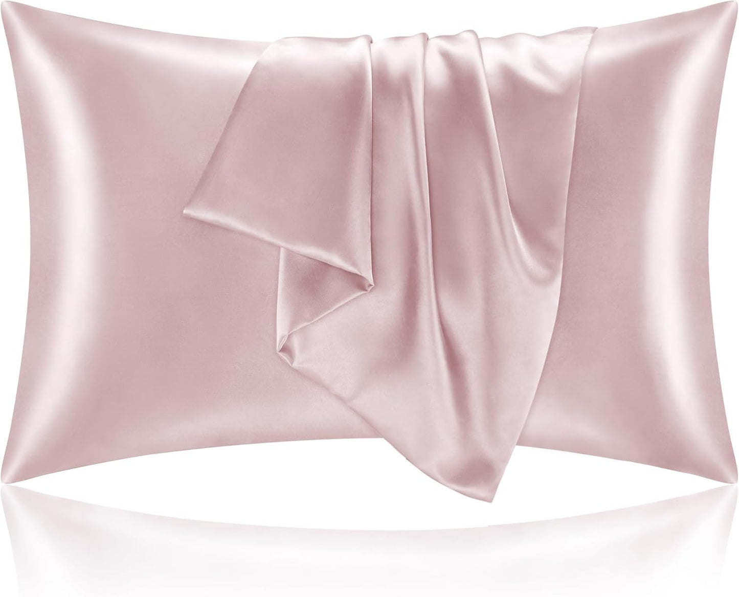 BEDELITE Satin Pillowcase for Hair and Skin, Super Soft and Cooling Similar to Silk Pillow Cases 2 Pack with Envelope Closure, Gift for Women Men(20"x30" Queen Size, Lotus Pink)