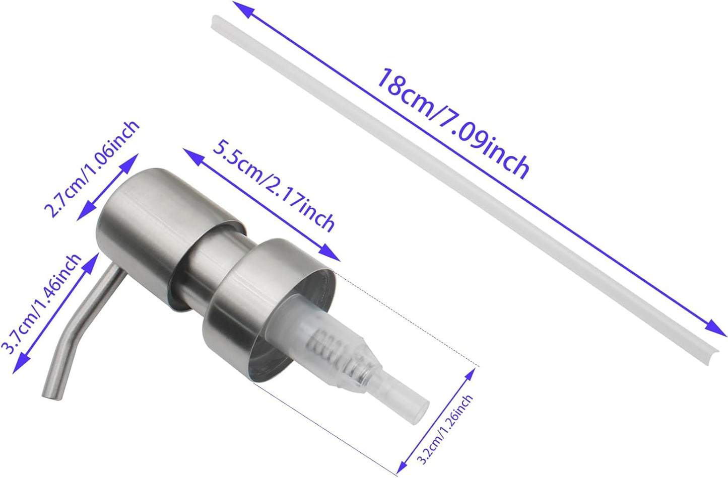 2PCS Soap Dispenser Pump Replacement Stainless Steel Pump Bottle Press Head Silver Bathroom Accessories Suitable for Many Soap Bottles