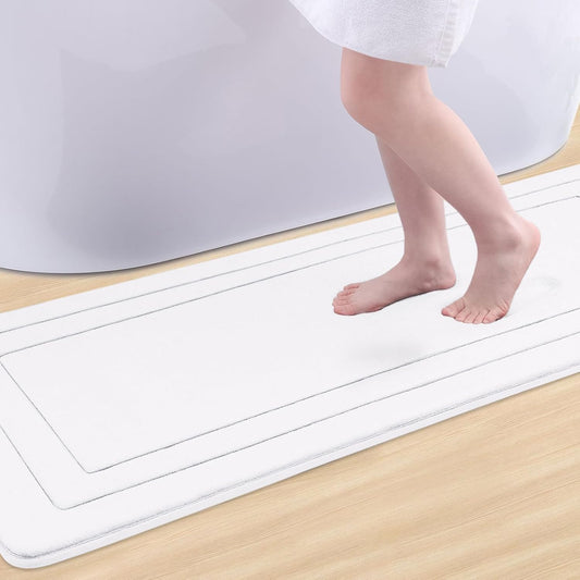 Arotive Memory Foam Bathroom Rug Mat 70x24, Ultra Soft and Absorbent Bath Mat, Machine Wash Dry, Comfortable Bath Rug Carpet for Bathroom Floor, Tub and Shower, White