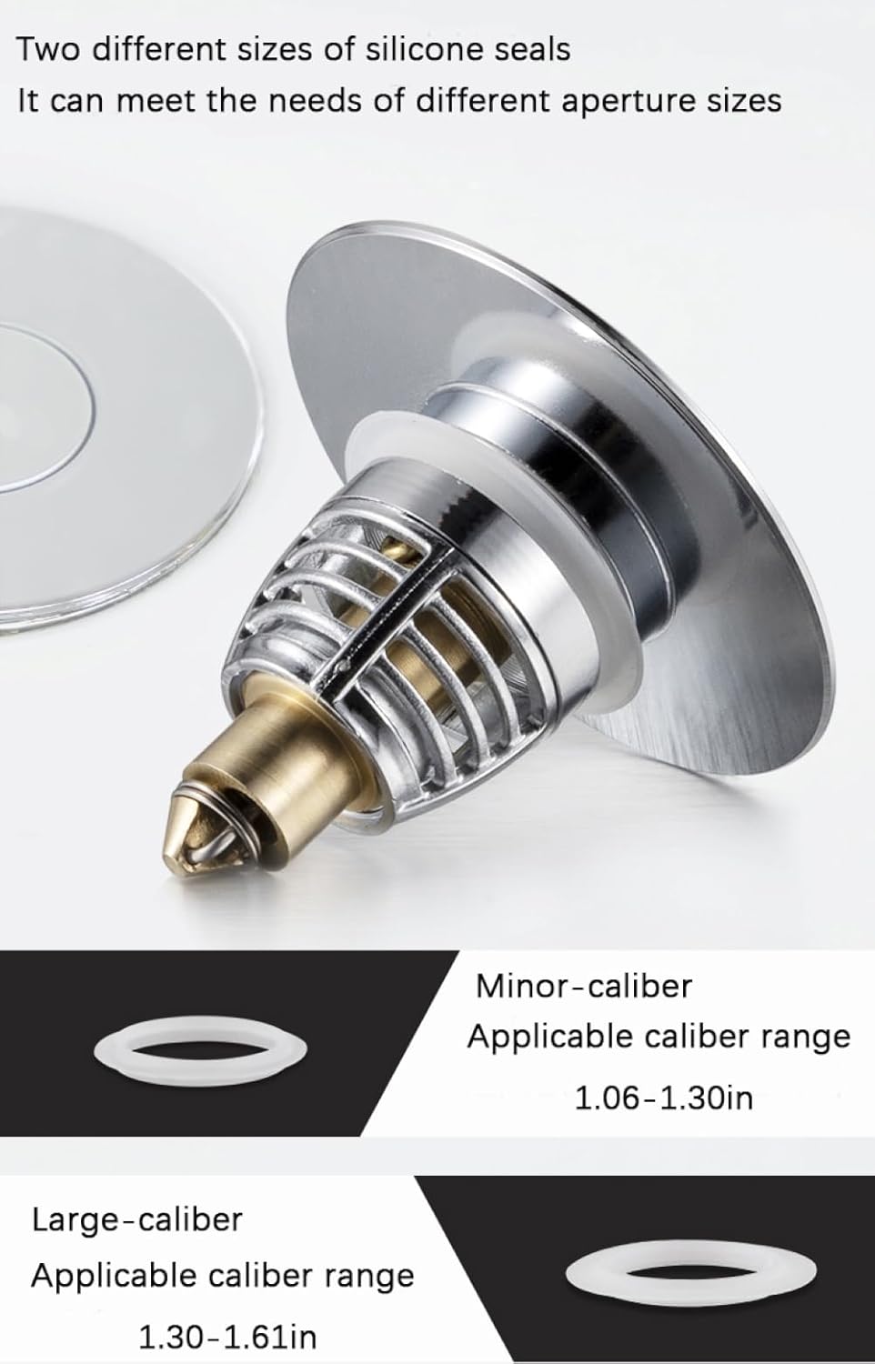 Universal Stainless Steel Bathroom Sink Stopper, Drain Hair Catcher, Bathroom Sinks Pop Up Drain Filter