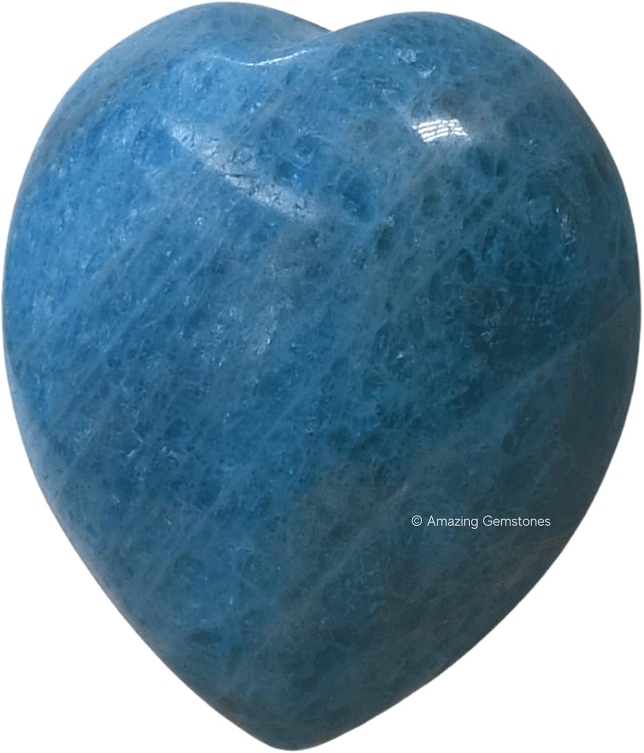 Blue Apatite Crystal Heart Palm Stone - Pocket Massage Worry Stone for Natural Body Chakra Balancing, Reiki Healing and Crystal Grid