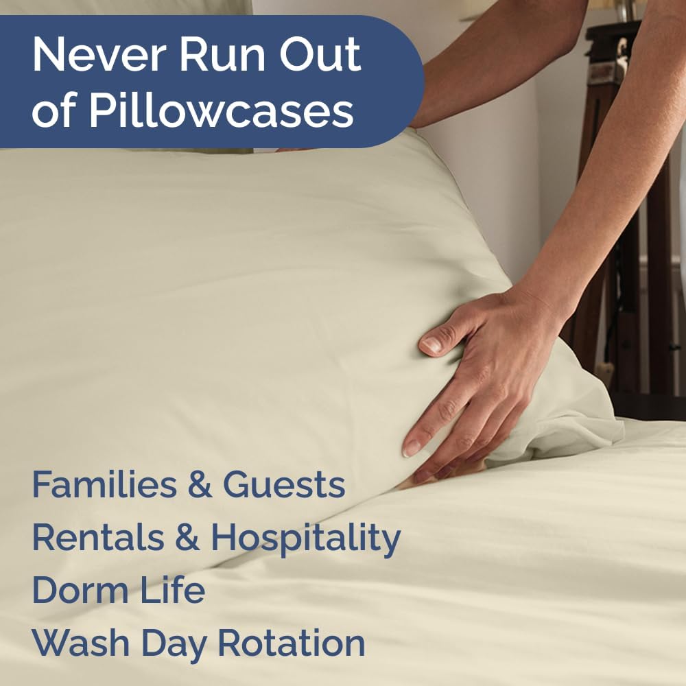 Standard Pillow Cases Set of 10 - Ultra Soft Hotel Quality Pillowcase Covers - Comfy, Cozy & Wrinkle Free - Shrink, Stain and Fade Resistant - Machine Washable Pillow Protectors - 10 Pcs Set - Cream