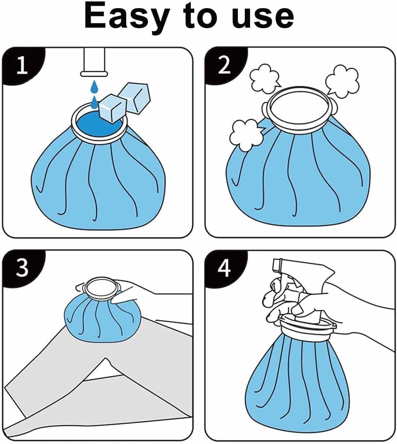 2-in-1 Ice Bag for Injuries 9 Inch – Reusable Leak-Proof Ice Pack with Wide Mouth for Pain Relief, Cold Therapy, Sports Injuries, Swelling, Headaches & Heat Relief