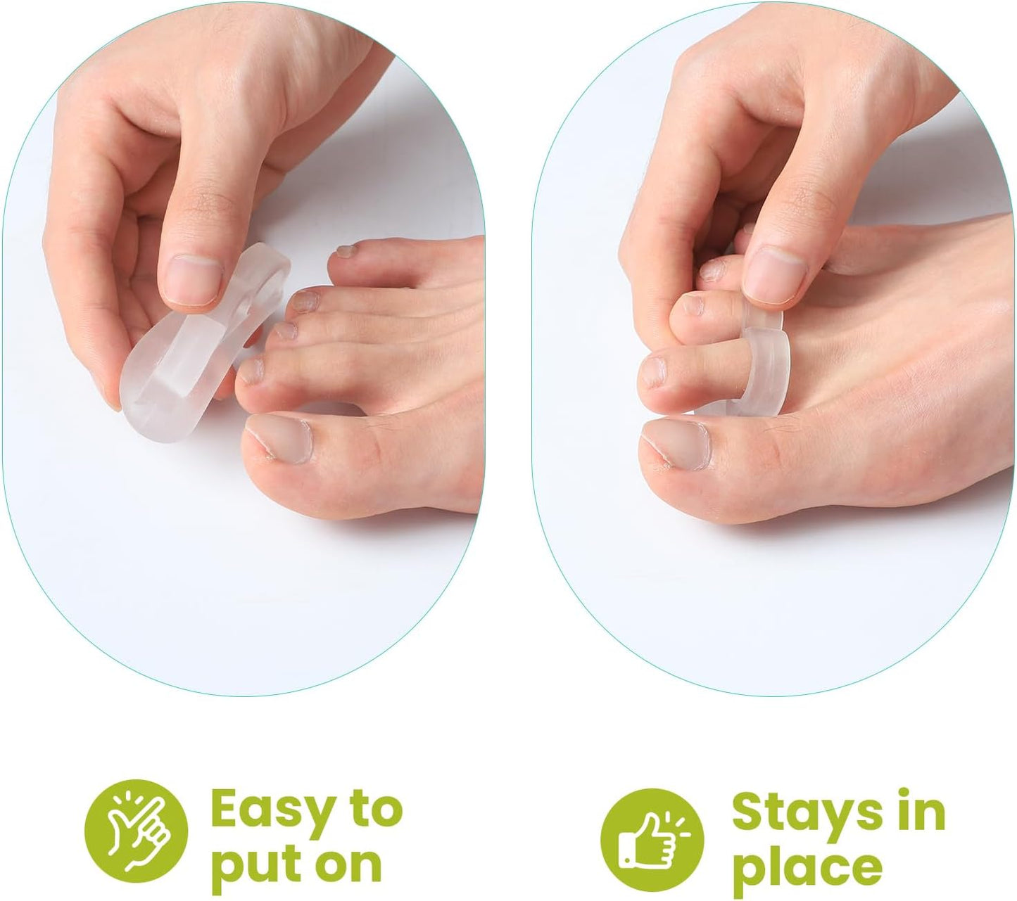 Bukihome Hammertoe Corrector Gel Toe Straighteners - 12 pcs Support Crest for Women & Men - Realign Bent, Crooked, Curled, Claw, Hammer Toes - Clear,Three Loop