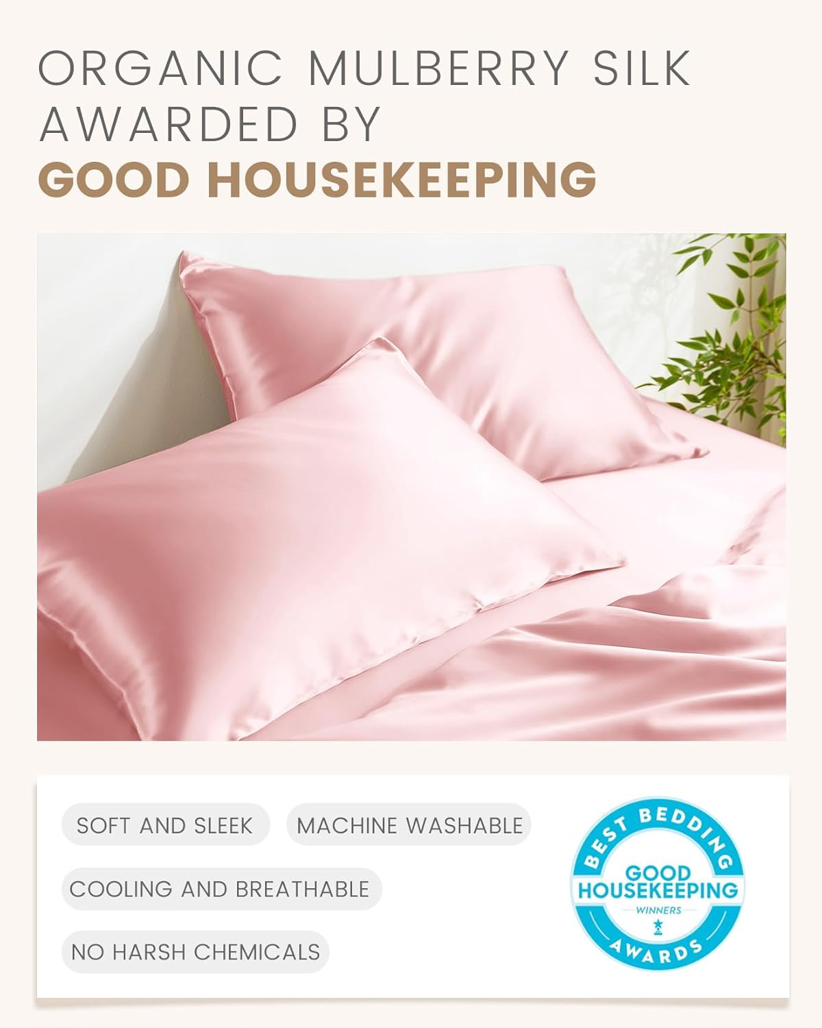 THXSILK Pure Mulberry Silk Zipper Pillow Case, Grade 6A+ Mulberry Silk Pillowcase, Real Silk Both Sides Pillow Case for Hair and Skin - 1PC (Light Pink, California King Size 20"x40")