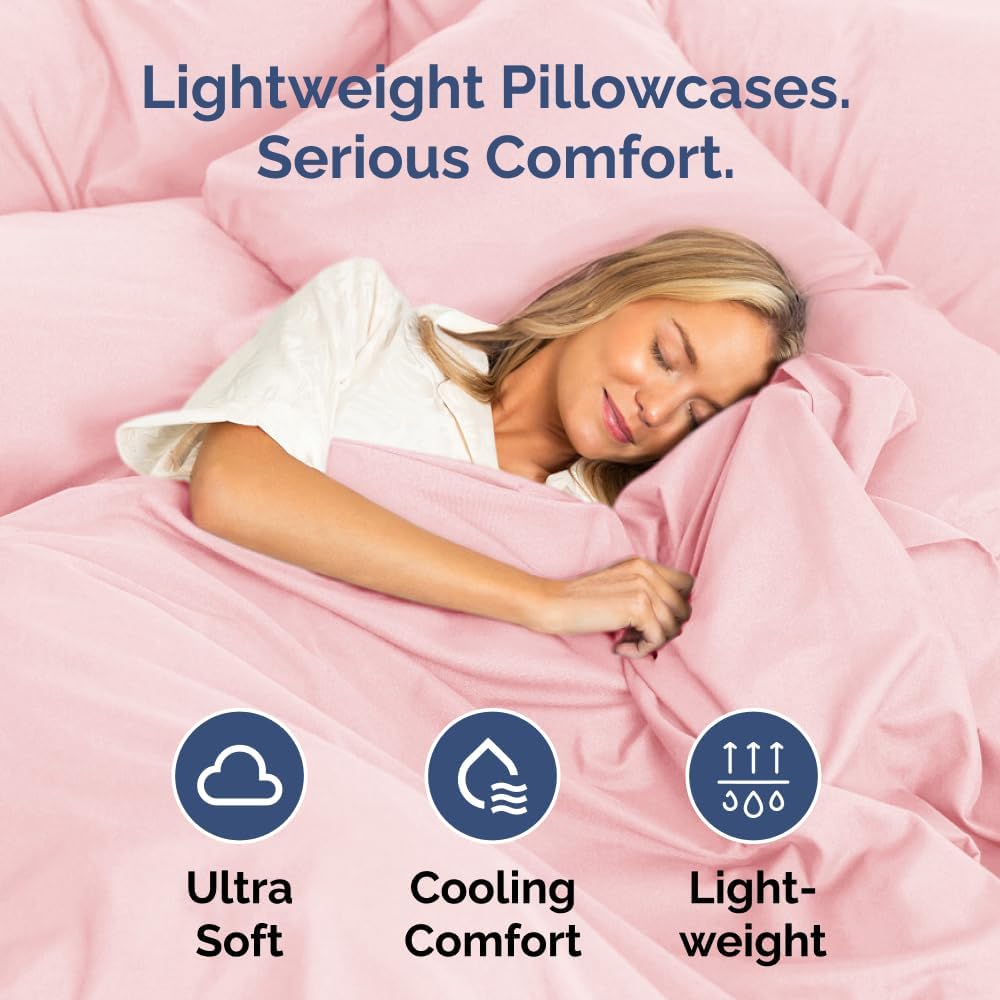 King Pillow Cases Set of 2 - Ultra Soft Hotel Quality Pillowcase Covers - Comfy, Cozy & Wrinkle Free - Shrinkage, Stain & Fade Resistant - Machine Washable Pillow Protectors - 2 Piece Set - Baby Pink