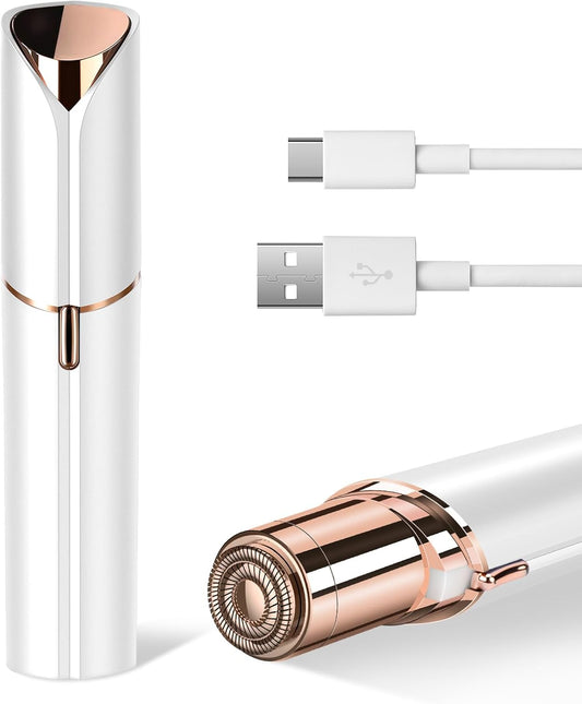 Facial Hair Remover for Women- as Seen on TV Painless Face Shaver -Mini Hair Remover, Electric Razor Shaver Portable Bikini Epilator for Lips, Chin, Armpit, Peach Fuzz, Fingers, Neck, Cheek (White