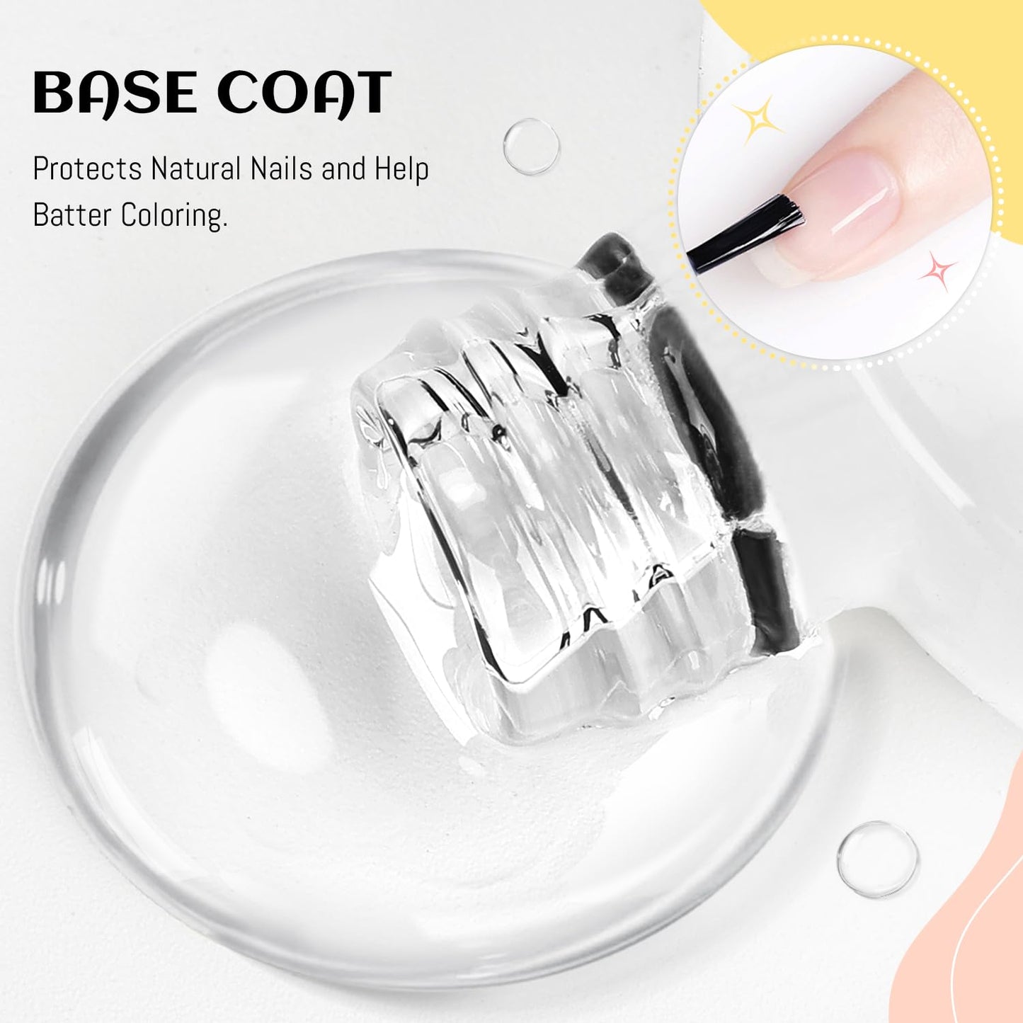 JODSONE 3Pcs 10ml Top and Base Coat Nail Glue Gel Set No Wipe for Long Lasting Manicures Nail Glue Gel for Securely Attaching False Nails and Decorations Requires U V Lamp Curing