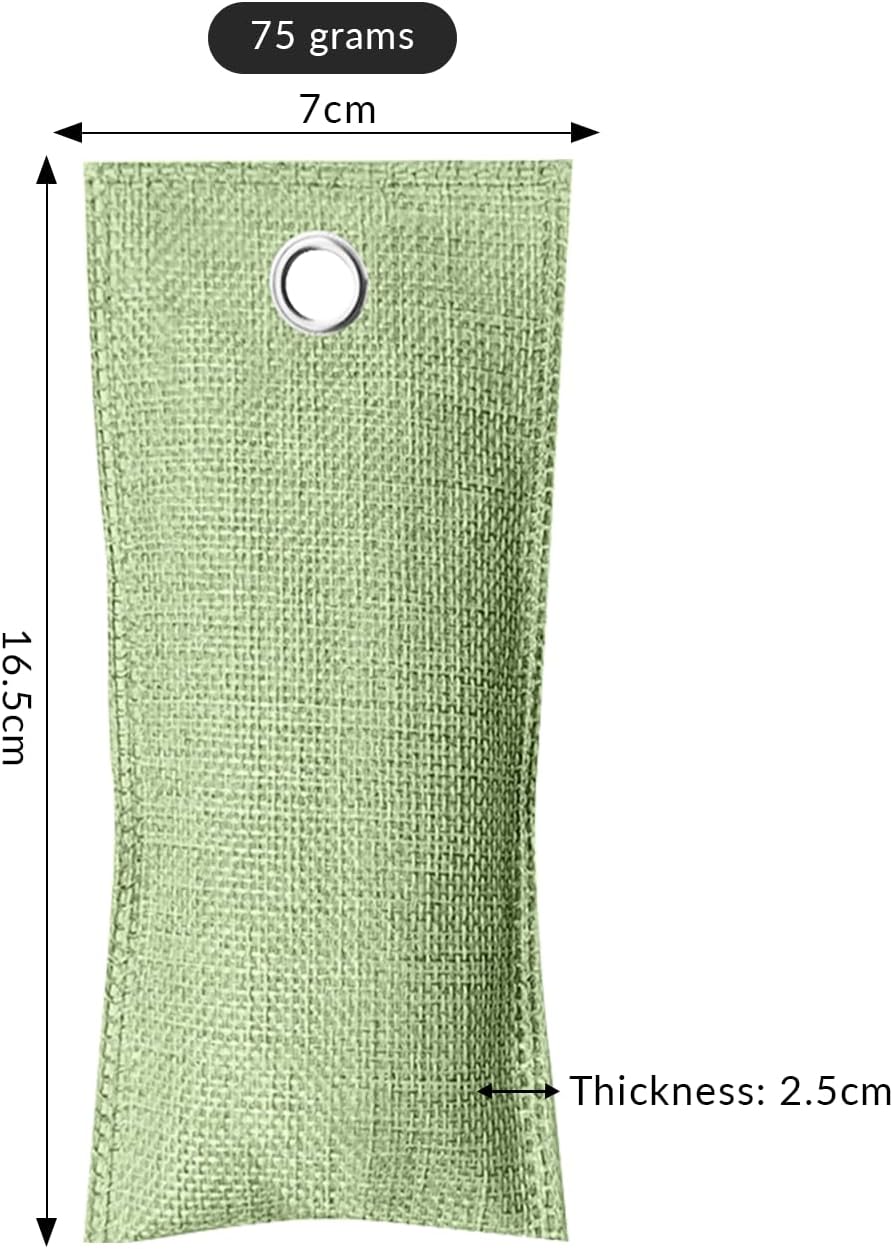 4 Pack charcoal odor absorber,Bamboo Charcoals Air Purifying Bag Charcoals Deodorizer Eliminator for Strong Odors in Car, Closet, Shoe, Basement (75G*4 Pack Light Green-2, Unscented)