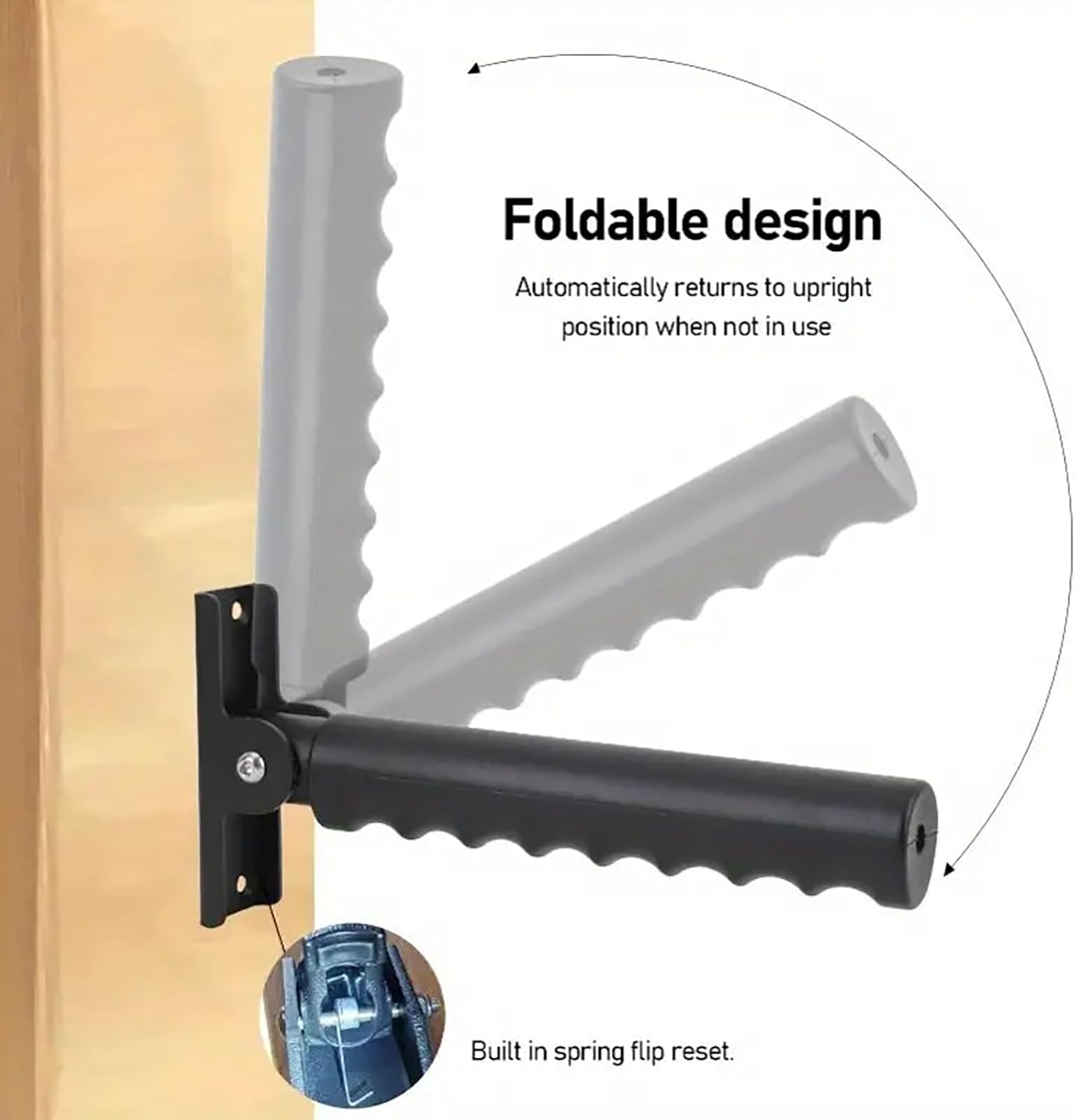 Doorway Flip Up Grab Bar - 9" Auxiliary Support Grip Handle, 300 LBS Weight Capacity Stair Assist Handrail, Anti-Slip Design for Elderly Handicap, Easy Installation Home Safety Aid