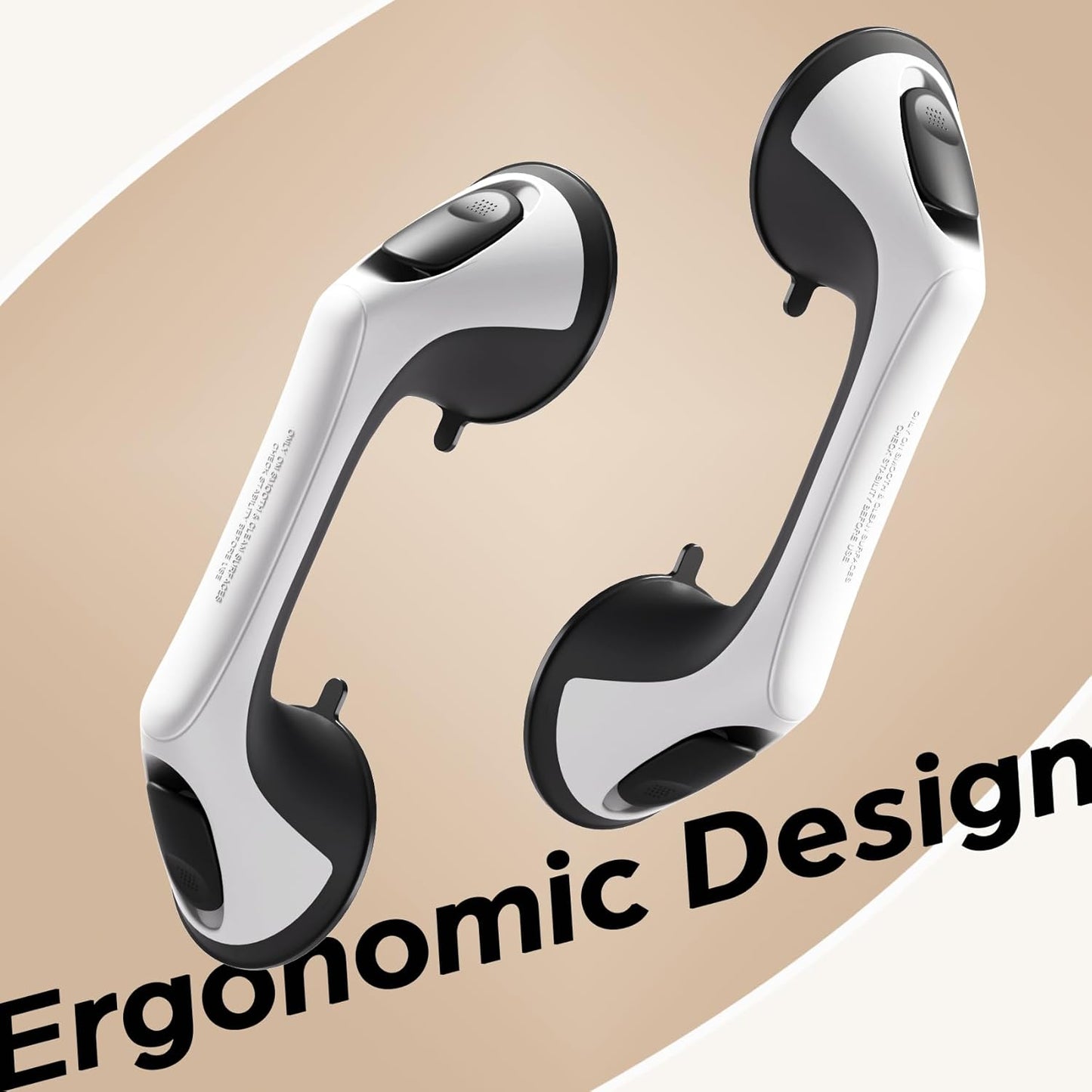 2 Pack 12 Inch Grab Bars for Bathtubs and Showers for Seniors, Heavy Duty Shower Handle for Elderly, Suction Cup Removable Handrails Handicap Bath Grip Bathroom Safety Grips (Black and White