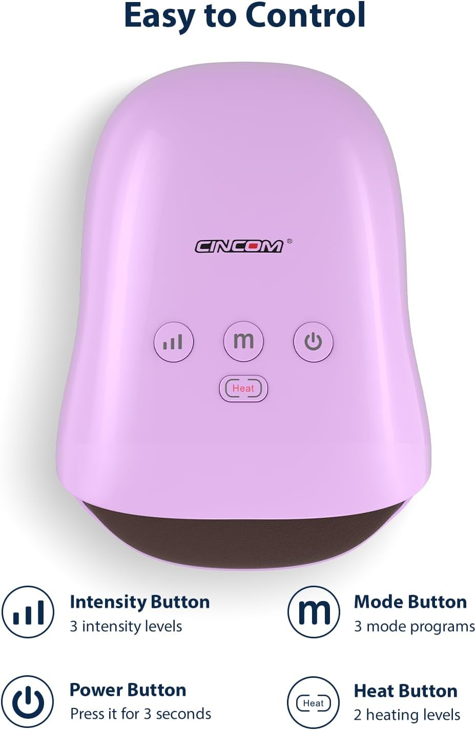 CINCOM Hand Massager - Cordless Hand Massager with Heat and Compression for Arthritis and Carpal Tunnel, Gifts for Women(Purple)