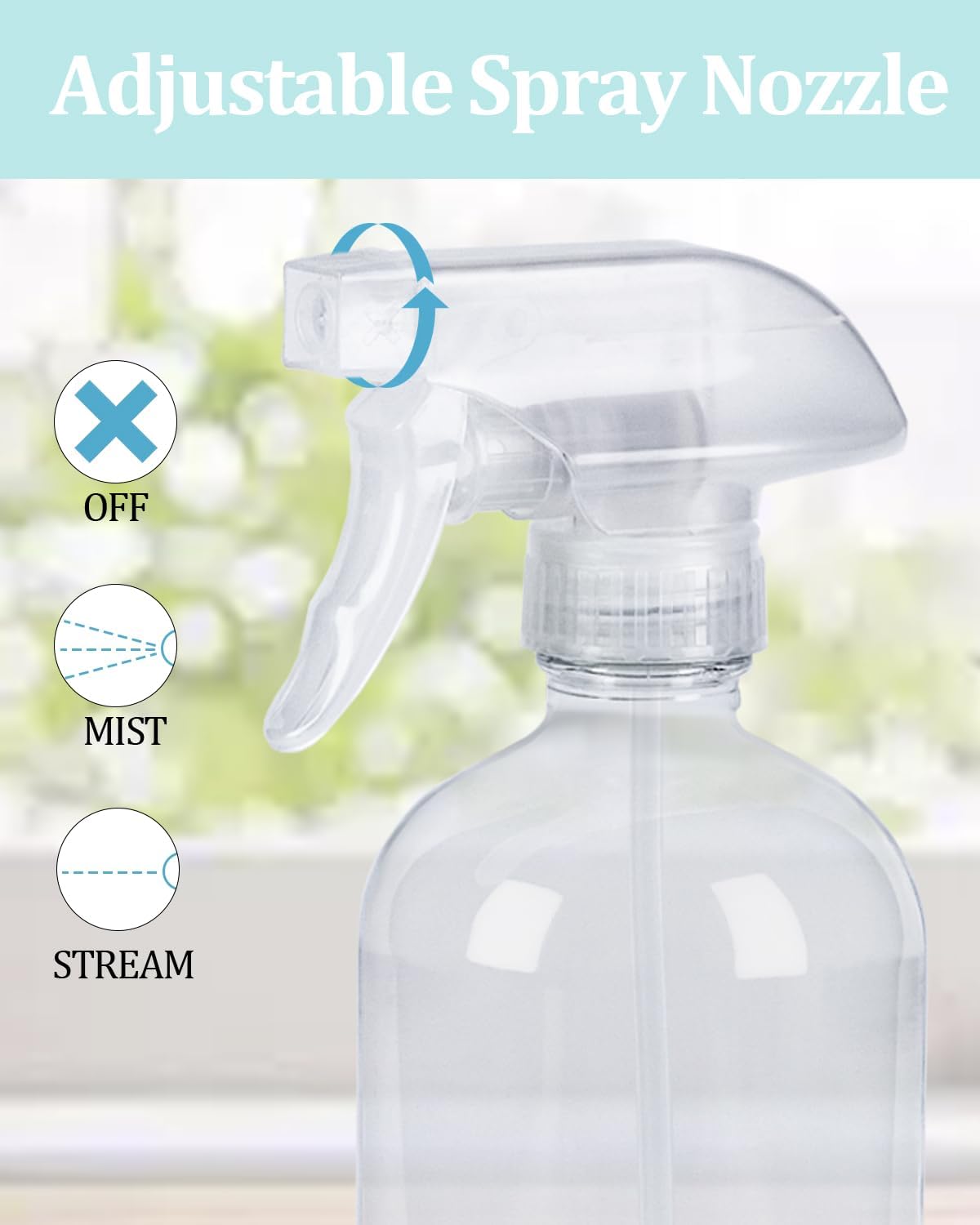 2 Pack 360° Glass Spray Bottles with Silicone Sleeve, 16 oz Empty Refillable Containers with Adjustable Spray Nozzles, Spray Bottles for Hair, Cleaning Solutions and Plants White