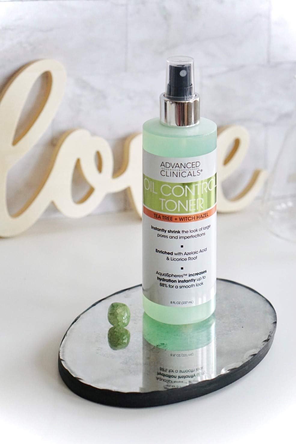 Advanced Clinicals Oil Control Purifying Facial Mist Toner. Hydrating, Non-Greasy Tea Tree Oil, Witch Hazel Toner W/Aloe Vera Face Mist Cleans Pores & Clears Acne All Skin Types, 8 Fl Oz (Pack of 1)