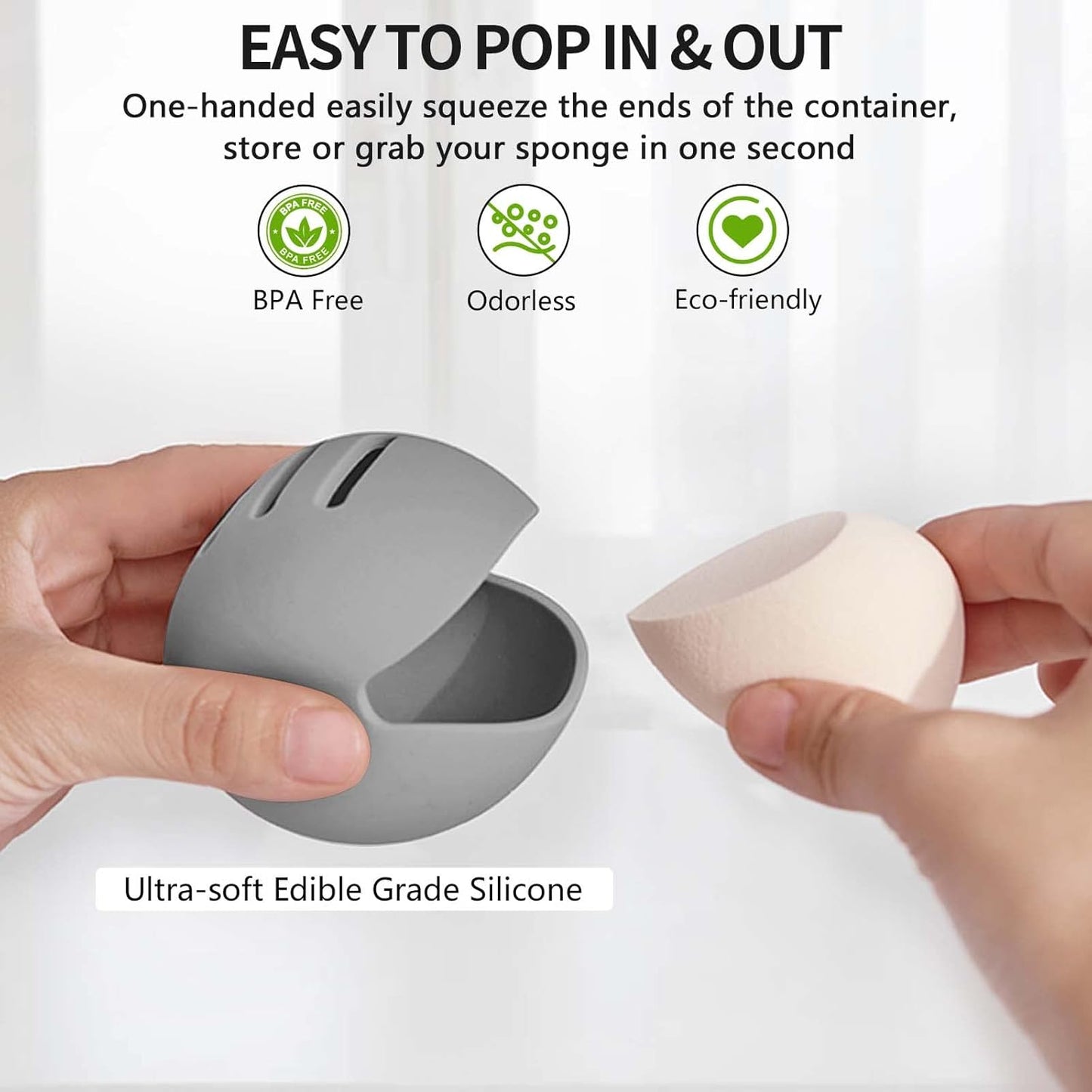 Makeup Sponge Holder,3PCS Double-sided Breathable Silicone Beauty Blender Holder for Travel,Shatterproof Makeup Sponge Travel Case for All Sponges Sanitary Reuse Easy Carry,Khaki+Pink+Grey