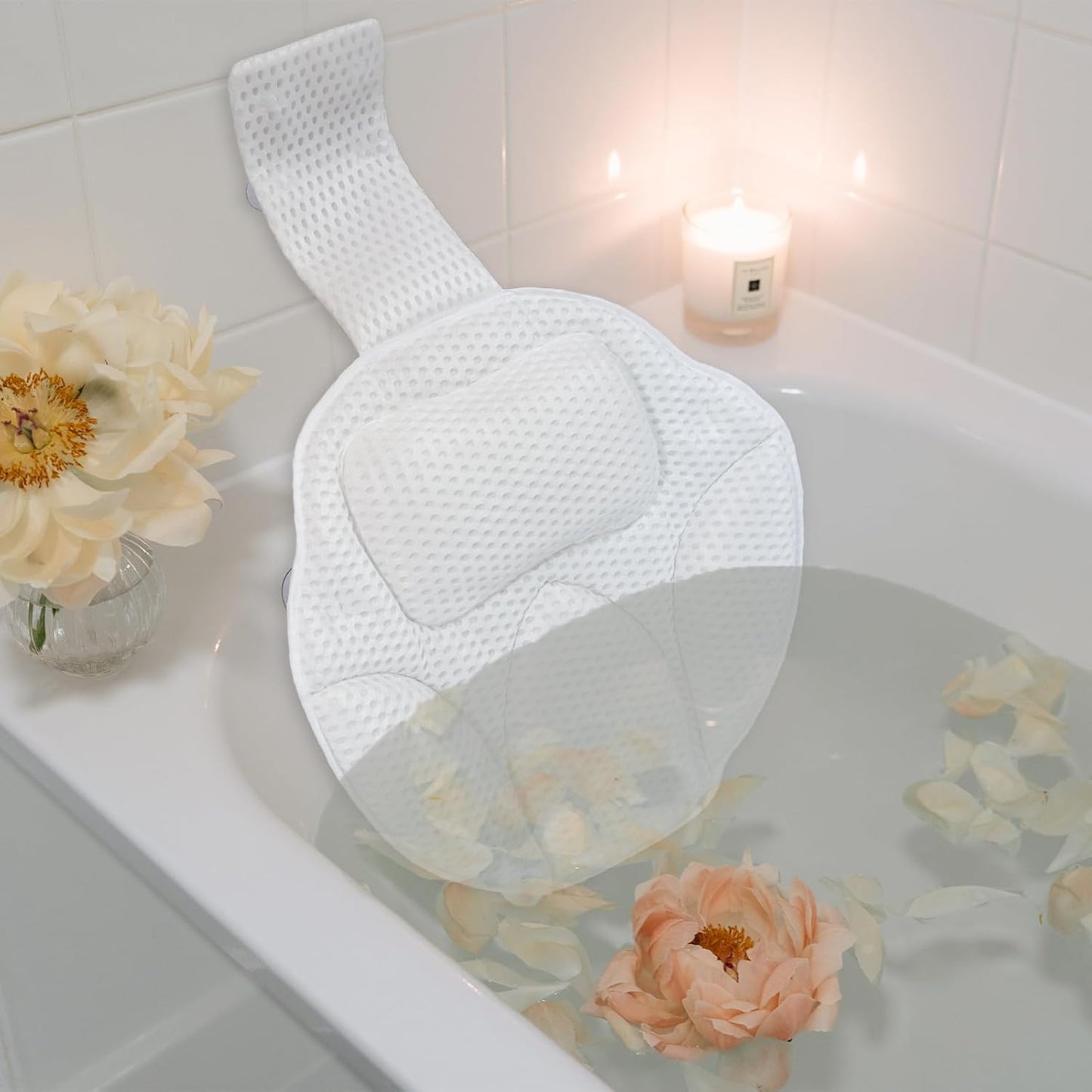 Ultra-Comfort Bathtub Pillow - 2 Sizes, Extra Thick & Soft, Quick-Dry, Anti-Detachment and Anti-Slip Suction Cups, Universal Fit for All Bathtubs, Machine Washable (Standard Store Sizes)