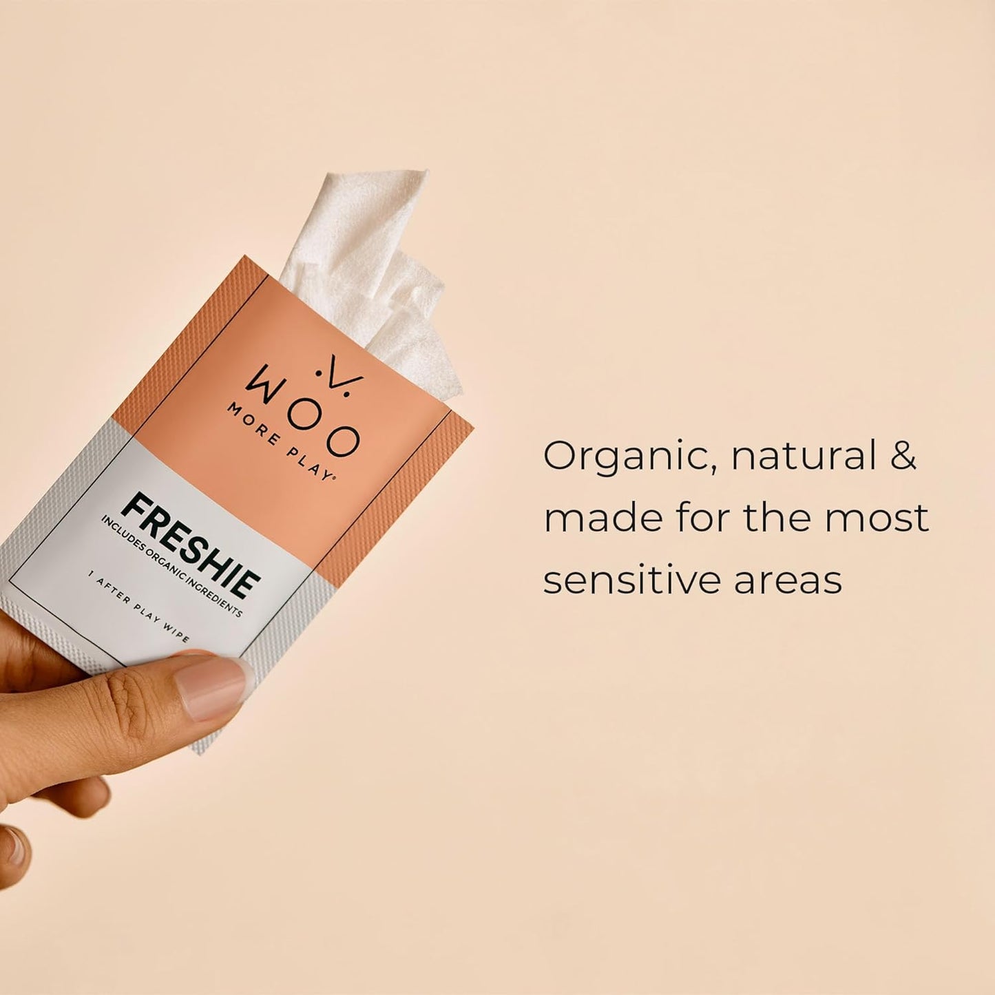 Woo More Play Freshies: All-Natural Feminine Intimacy Towelette Wipes with Coconut Oil and Aloe Vera, Promotes Feminine Health & Helps Alleviate Irritation - Vegan and Cruelty Free, 10ct