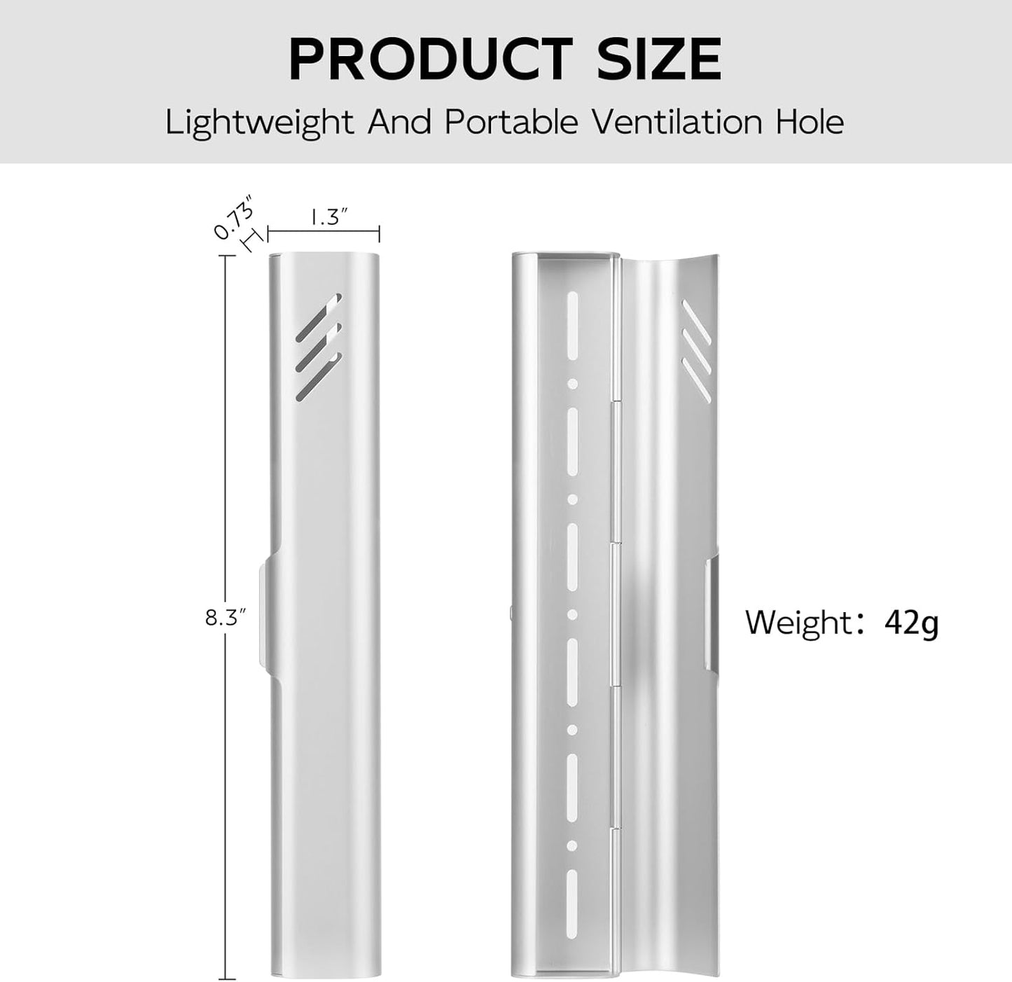 Travel Toothbrush Case, Portable Toothbrush Holder, Durable Aluminum Toothbrush Storage Box, Small Breathable Manual Toothbrush Container for Traveling, School, Camping, Business Trip - Sliver