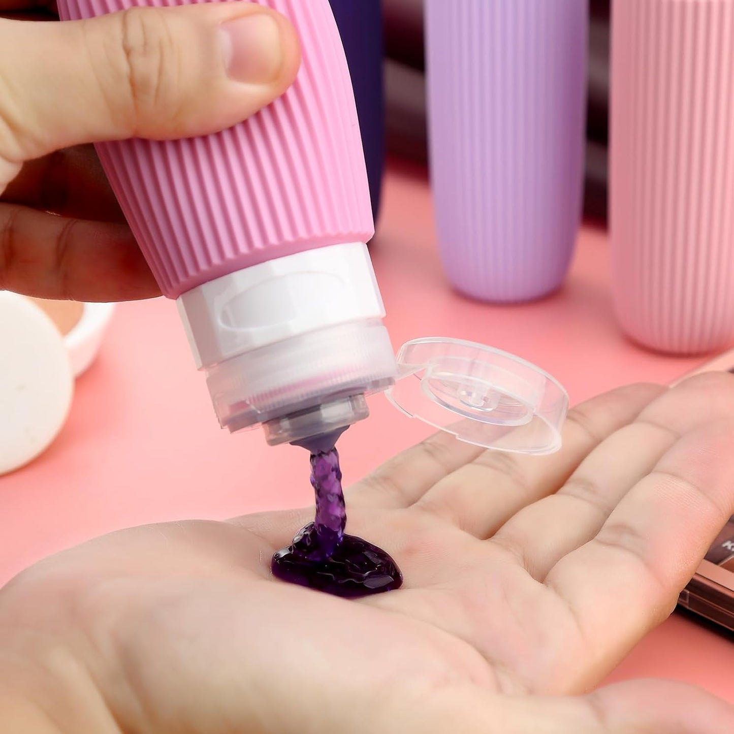 Travel Bottles for Toiletries, Tsa Approved 3oz Portable Travel Bottles, BPA Free Leak Proof Squeezable Silicone Travel Size Containers, Travel Accessories with Clear Toiletry Bag (4 Pack)