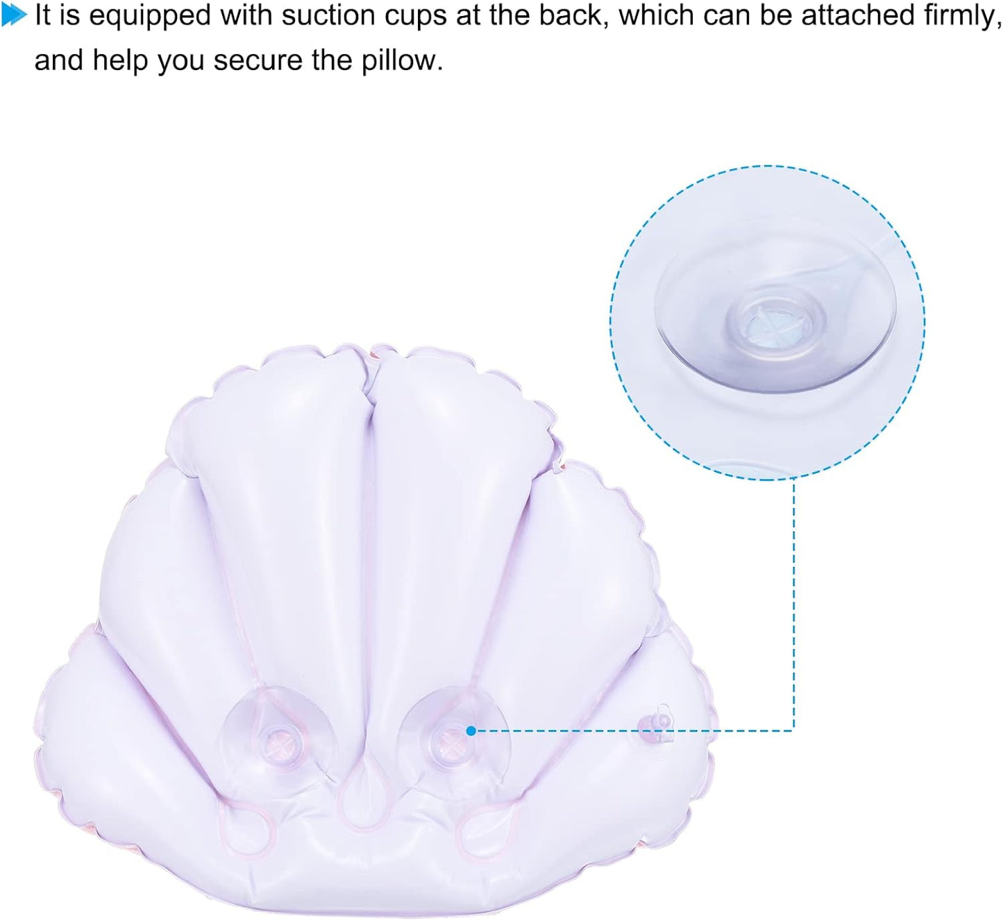 PATIKIL Inflatable Bath Pillow with Suction Cups, 2 Pack Terry Cloth Covered Shell Shape Bathtub Spa Pillow Neck Support for Bathtub Hot Tub, Pink