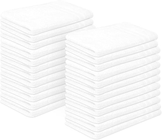 Premium 100% Cotton Hand Towels – Pack of 24, 16x27 Inch – Quick-Dry, Highly Absorbent Salon Towels for Hair Care, Gym, Spa & Bathroom – White