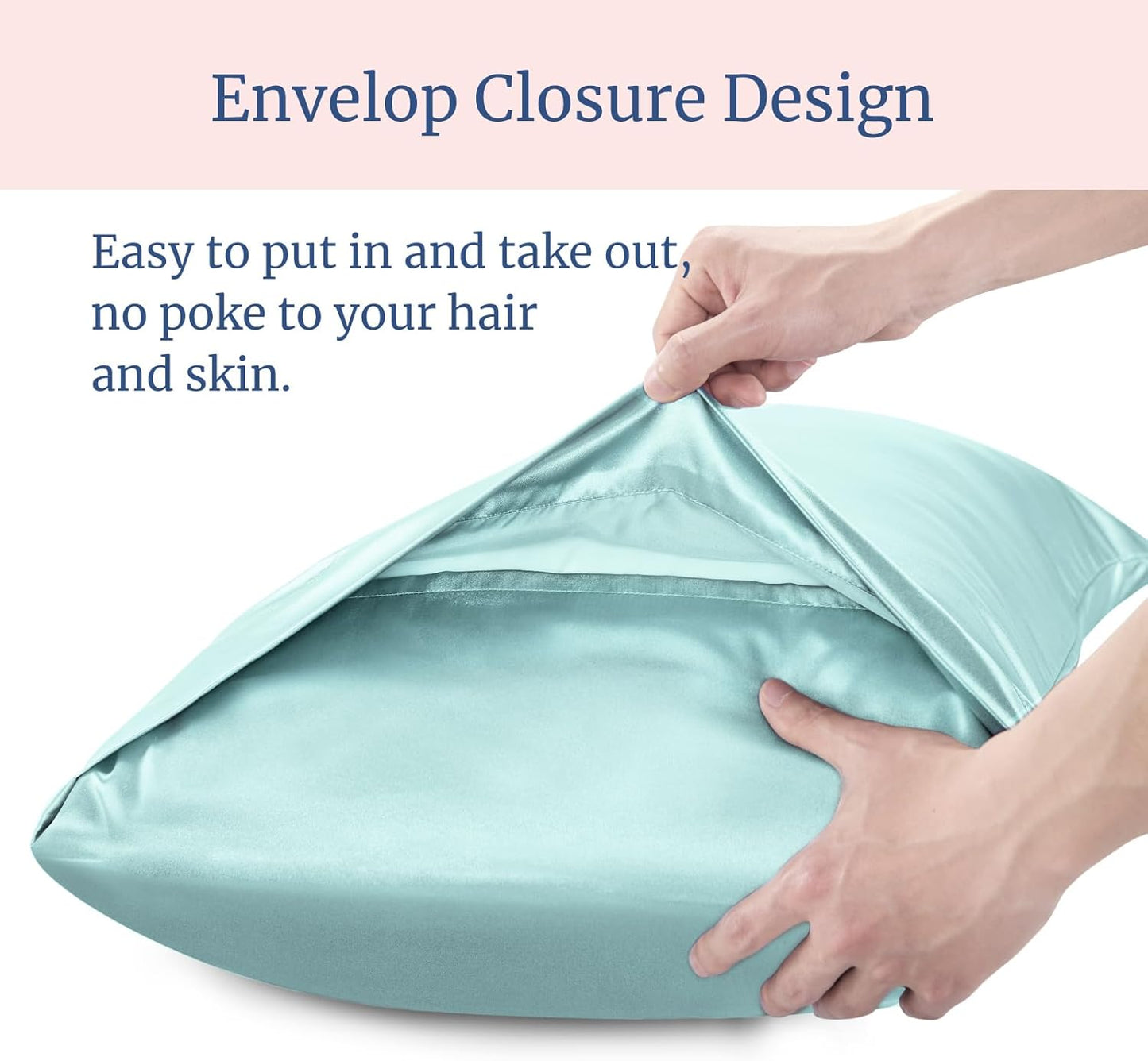 BEDELITE Satin Pillowcase for Hair and Skin, Super Soft Similar to Silk Pillow Cases 4 Pack with Envelope Closure, Cooling Pillowcases for Women Men (20"x40" King Size, Blue Grey)