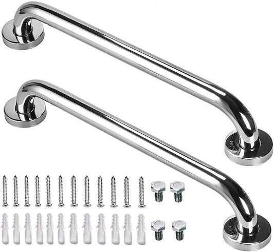 16 Inch Stainless Steel Shower Grab Bar 2 Pack, Munzong Balance Handrail Shower Bar - Bathroom, Bathtub Mounted Safety Hand Support Rail, Handicap, Elderly, Disabled, Injury, Senior Assist Bath Handle