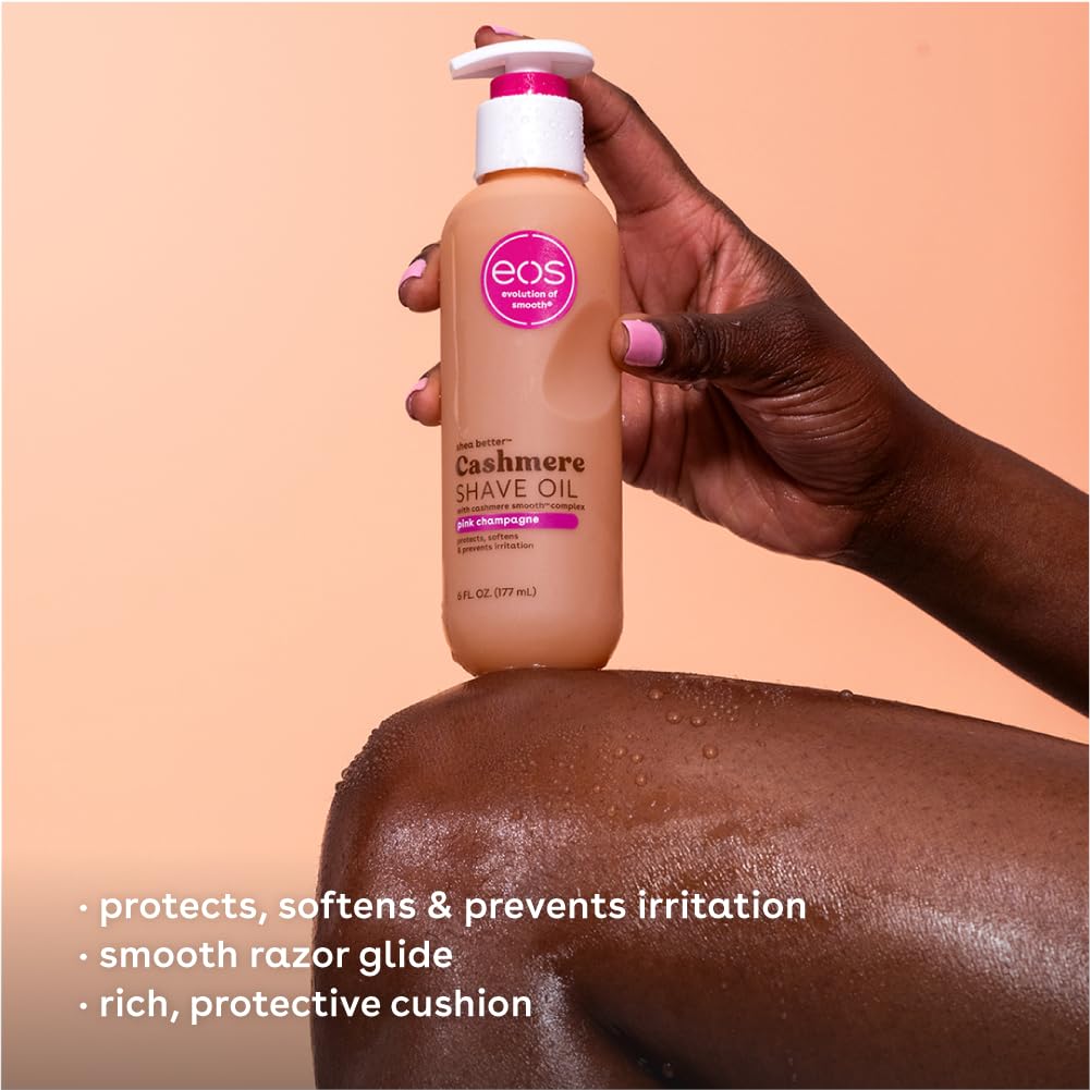 eos Cashmere Shave Oil Pink Champagne Moisturizing Soothes Prevents Irritation Razor Burn Bikini Area Approved 6 fl oz