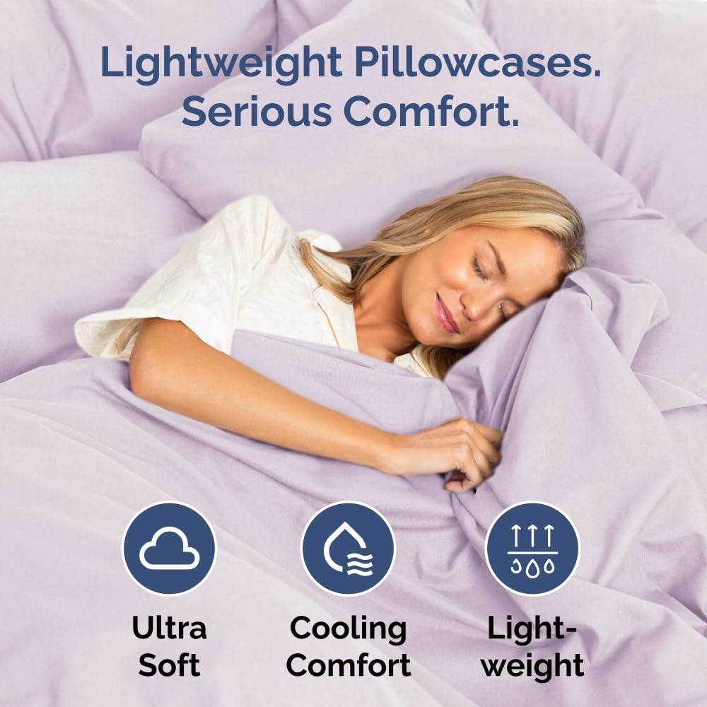 King Pillow Cases Set of 4 - Ultra Soft Hotel Quality Pillowcase Covers - Comfy, Cozy & Wrinkle Free - Shrinkage and Fade Resistant - Machine Washable Pillow Protectors - 4 Piece Set - Light Lavender