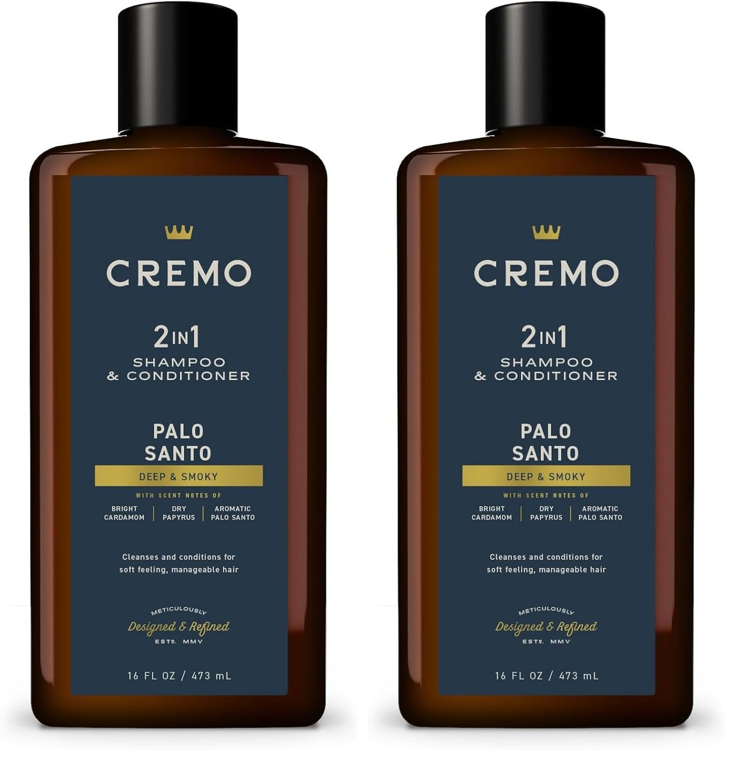 Cremo Palo Santo (Reserve Collection) Barber Grade 2-n-1 Shampoo & Conditioner, 16 Oz (Pack of 2)