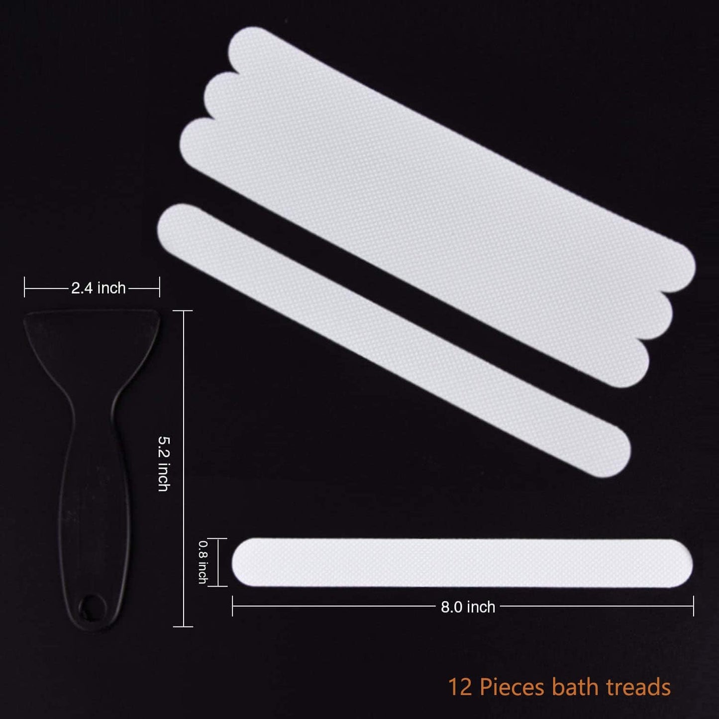 Anti Slip Shower Stickers, Safety Bathtub Strips Adhesive Decals with Premium Scraper for Bath Tub Shower Stairs Ladders Boats