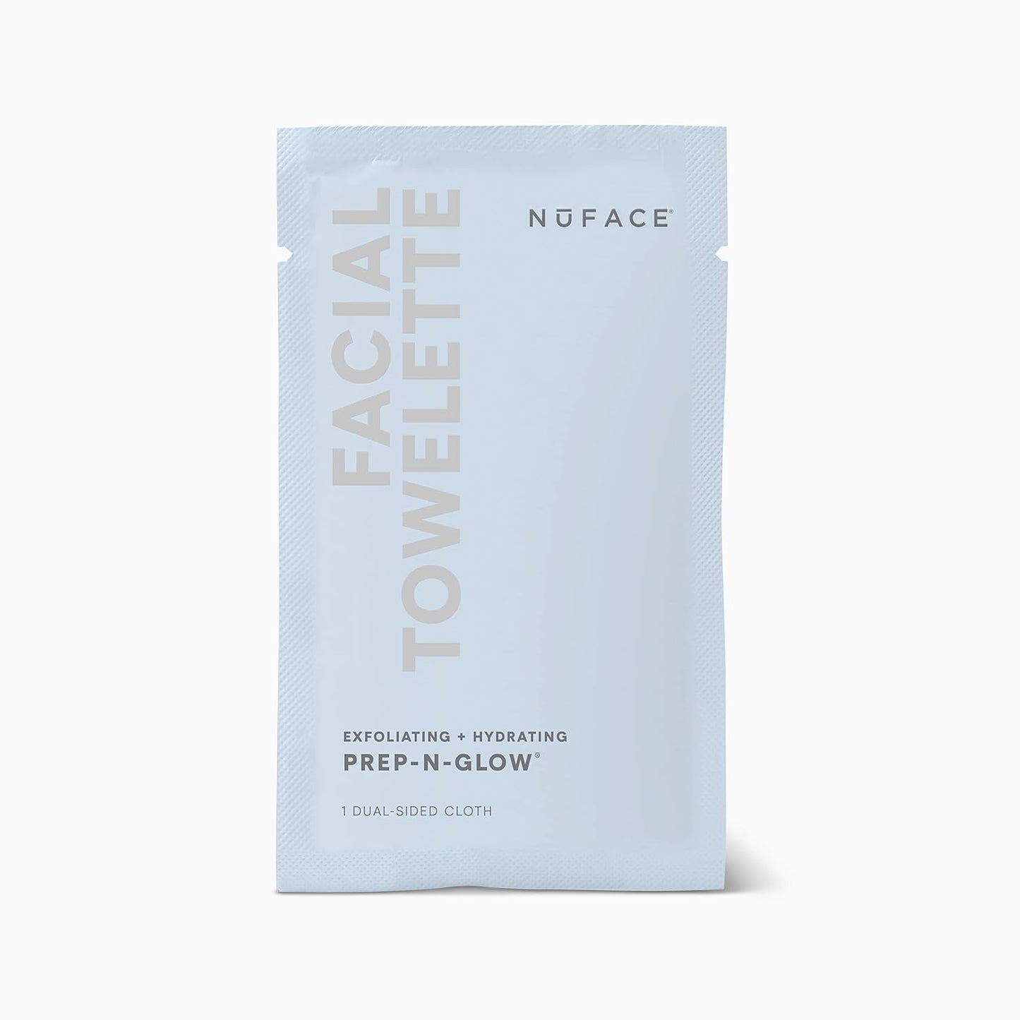 NuFACE Prep-N-Glow Facial Towelettes - 2-in-1 Exfoliating + Cleansing Makeup Remover Wipes, Hyaluronic Acid Travel Face Wipes to Hydrate & Brighten for Glowing Skin - 5 Individually Wrapped Cloths