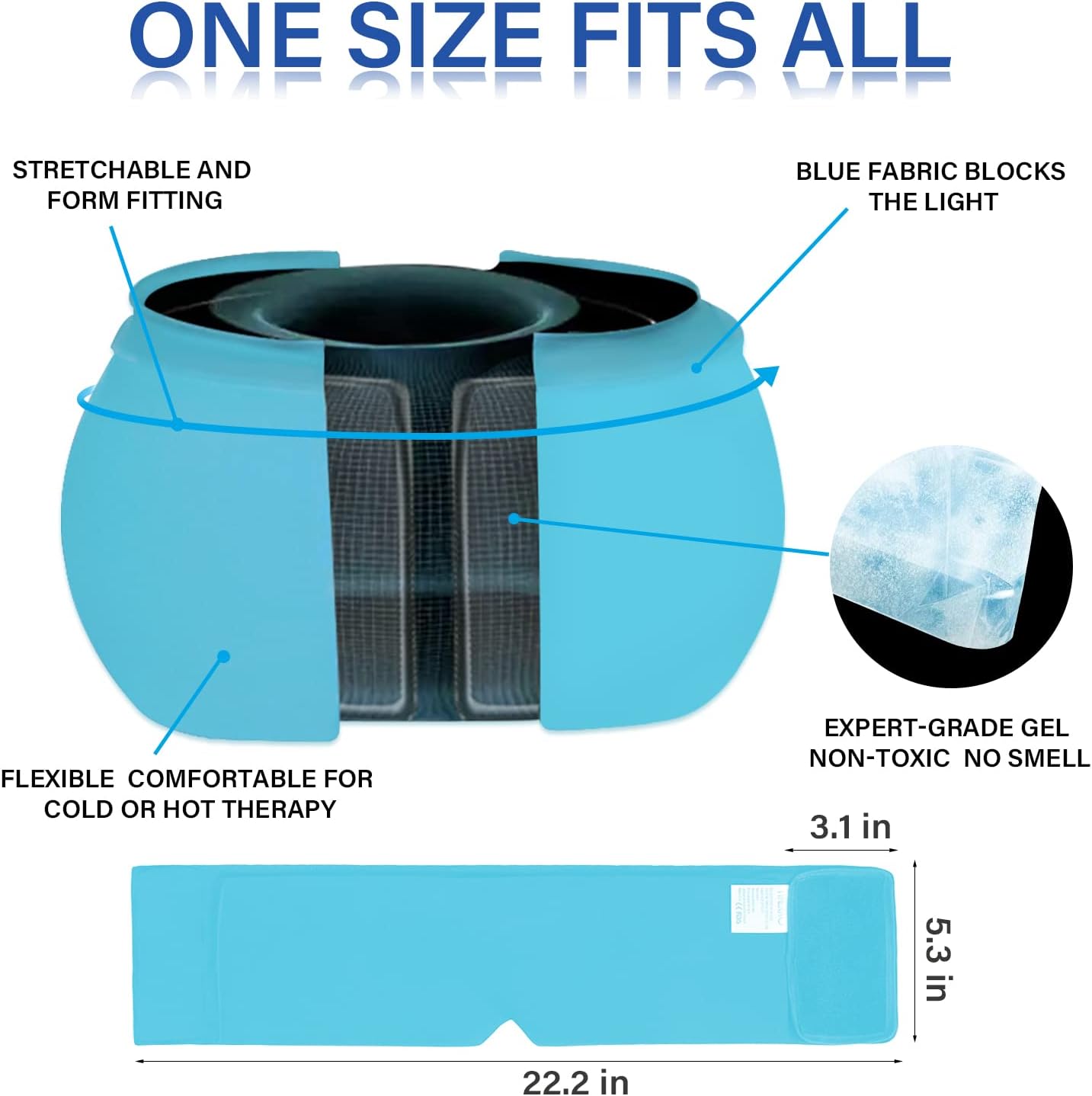 iTHERAU Migraine Relief Cap, Soothing Headache Hat, Gel Ice Pack Head Wrap with Hot and Cold Therapy, Headache Relief Cap for Sinus, Puffy Eyes, Tension and Stress Relief Blue