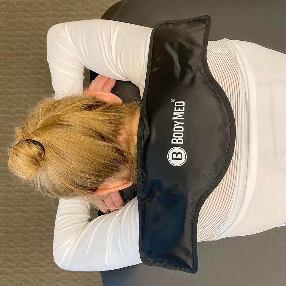 BodyMed Reusable Gel Ice Pack Cold Compress (2-Pack) for Neck - Professional Grade Cold Therapy for Injuries, Aches, Swelling, Bruises, Sprains - 21 in. x 6 in. (Neck Contour)