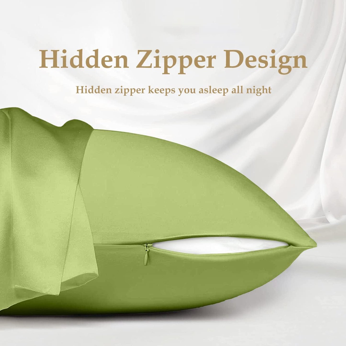 INSSL Silk Pillowcase for Women, Mulberry Silk Pillowcase for Hair ad Skin and Stay Comfortable and Breathable During Sleep(Tea Green,Standard)