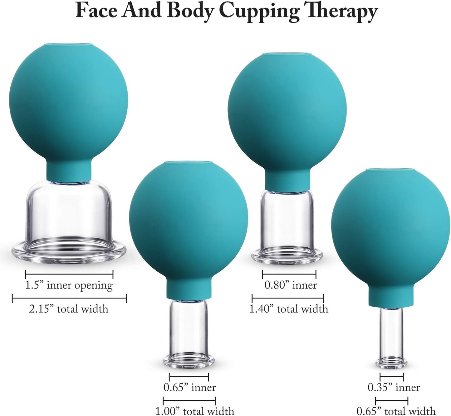 4 Pieces Glass Cupping Set Glass Silicone Cupping Cups Massage Vacuum Suction Cupping Cups for Body Face Leg Arm Back Shoulder Muscle and Joint Pain (Green)