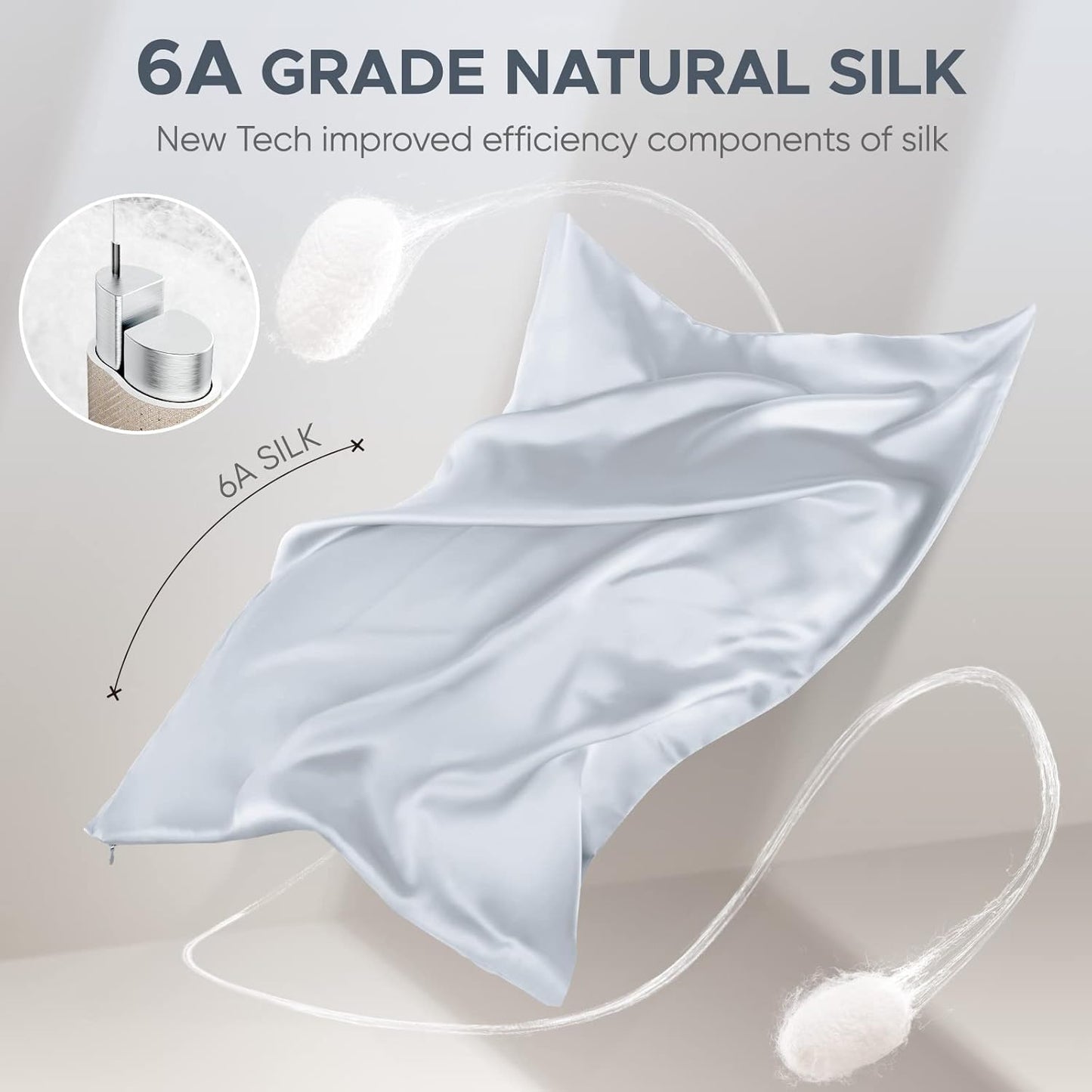 100% Pure Mulberry Silk Pillowcase for Hair and Skin - Allergen Resistant Dual Sides,600 Thread Count Silk Bed Pillow Cases with Hidden Zipper,1pc,King Size,Gray