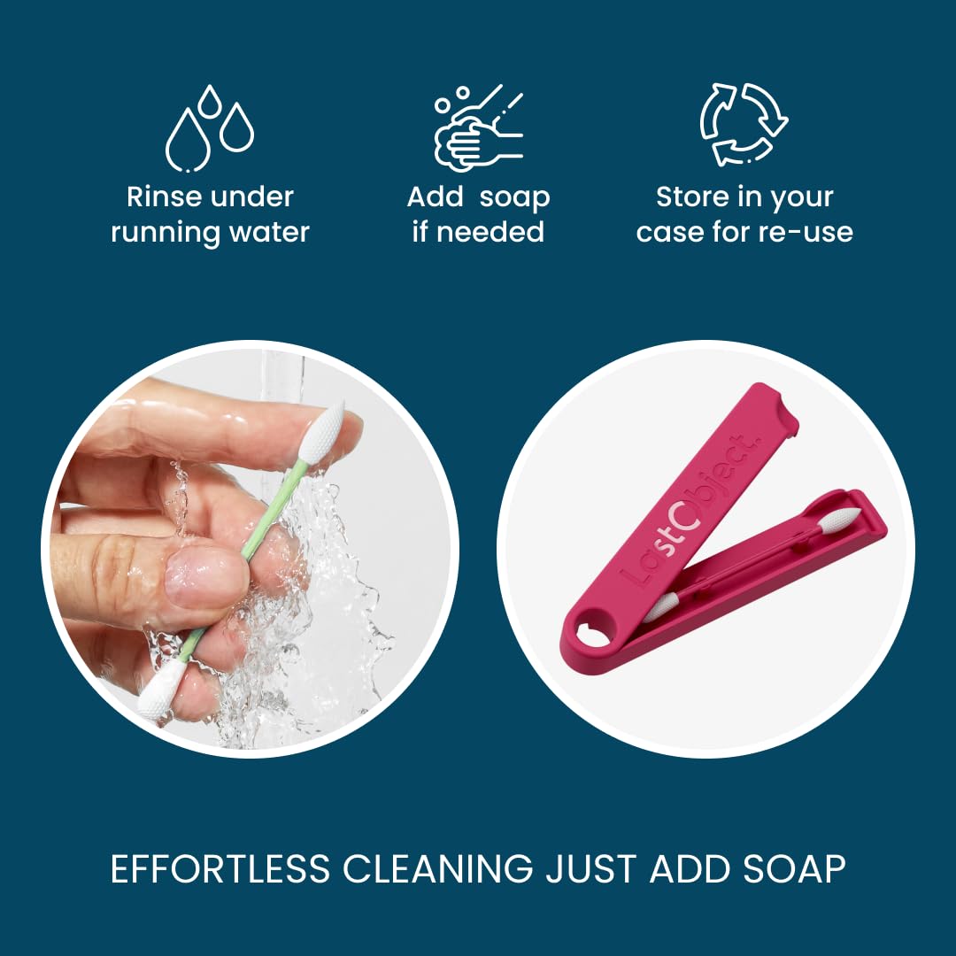 LastSwab® Reusable Cotton Swabs for Gentle and Eco-Friendly Beauty Routines - The Sustainable Alternative to Single-Use Q Tips - Zero Waste & Easy to Clean - Comes with a Convenient Travel Case Holder