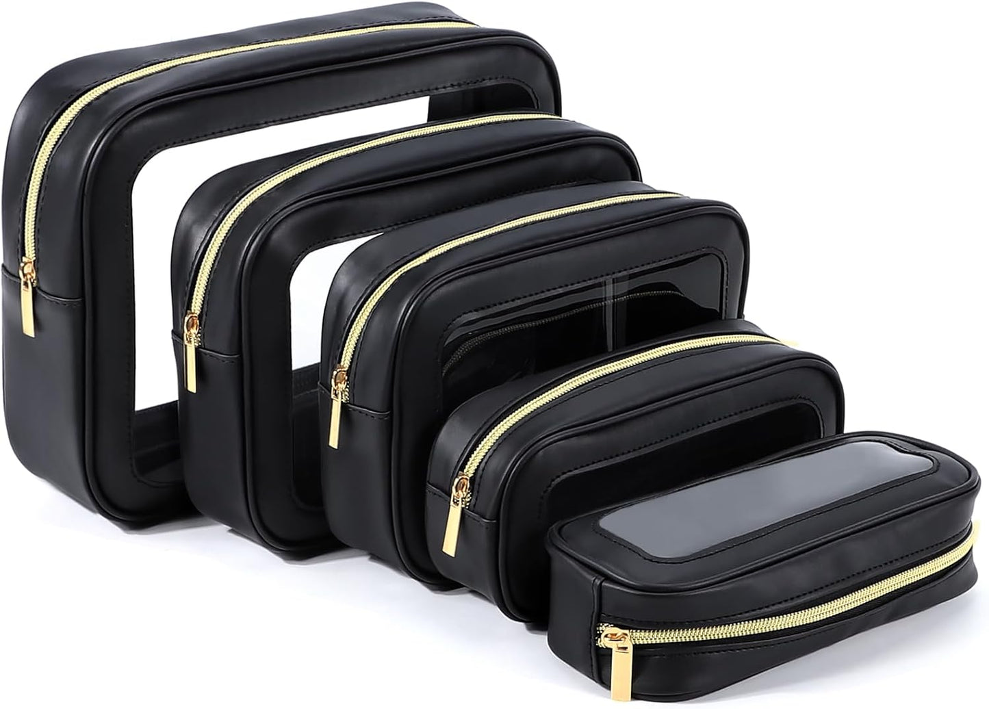 5PCS Diaper Bag Organizer Pouch Set, TSA Approved Toiletry Bag，Clear Waterproof TPU Makeup Bag Set Travel Organizer Bags for Women and Kids