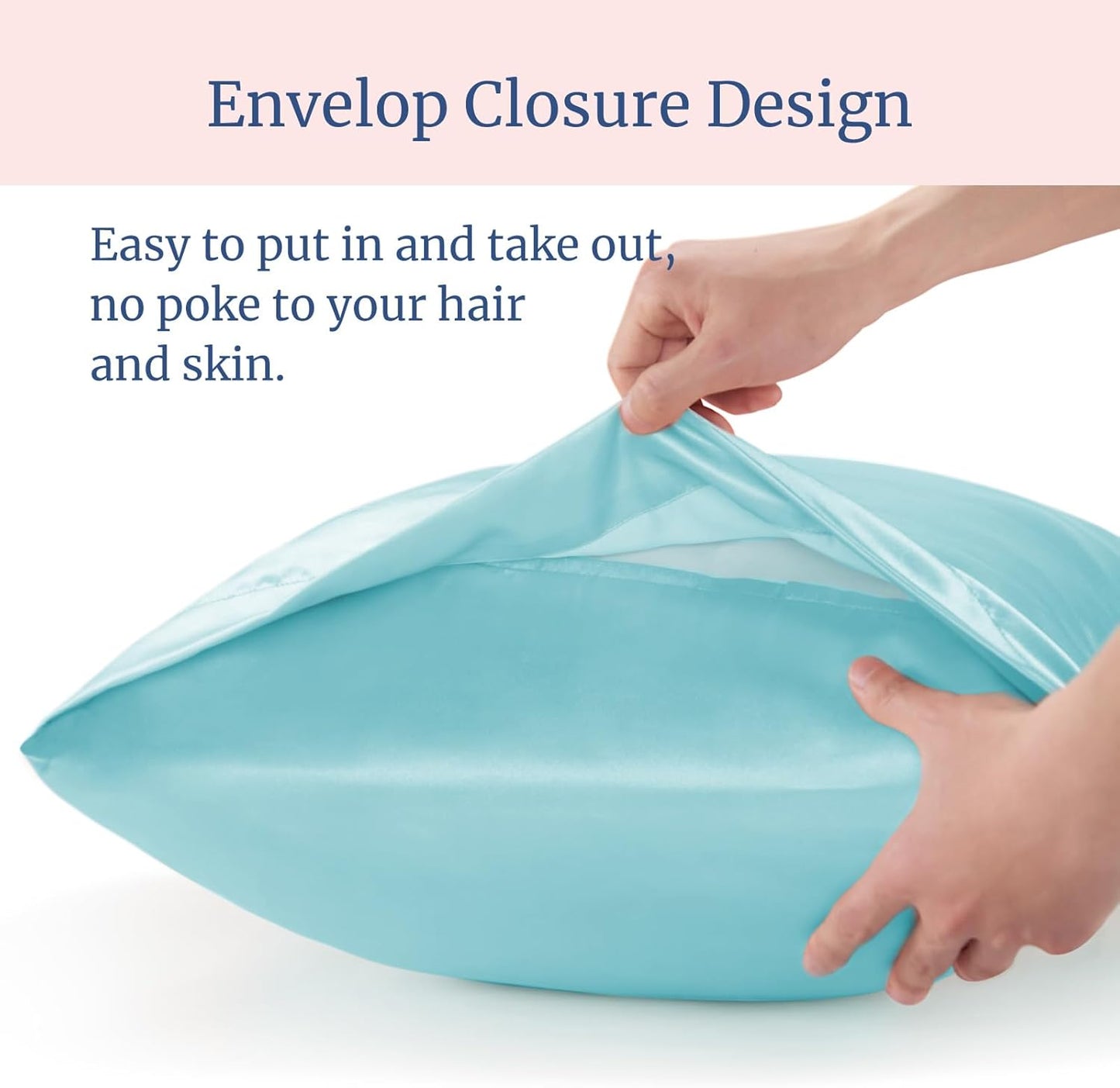 BEDELITE Satin Pillowcase for Hair and Skin, Super Soft Similar to Silk Pillow Cases 4 Pack with Envelope Closure, Cooling Pillowcases for Women Men (20"x26" Standard Size, Blue)