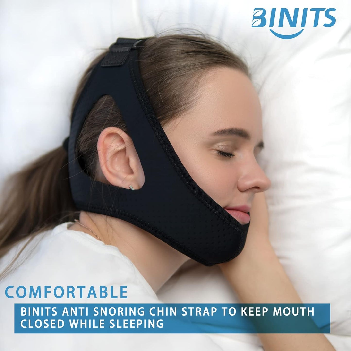 Chin Strap for CPAP User - Adjustable Snore Stopping Device Face Mask Bandage Keeping Mouth Closed - Better Night's Sleep No Dry Mouth Nasal Breathing for Women and Men (Orange)