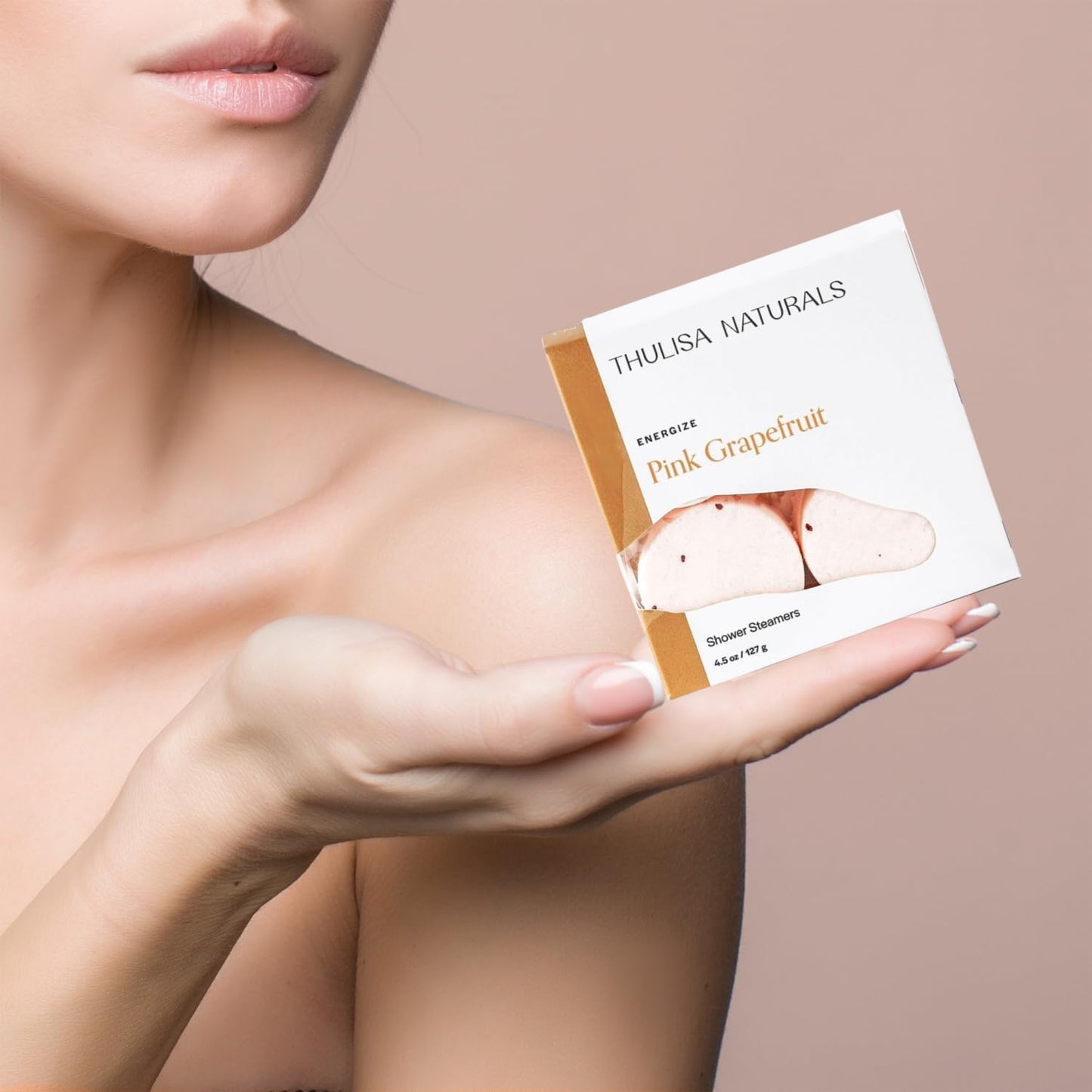 Thulisa Naturals Pink Grapefruit Shower Steamers Aromatherapy | Organic Shower Bombs with Essential Oils | Self Care Christmas Birthday & Spa Gifts for Women & Men | Stocking Stuffers | 4 Pack