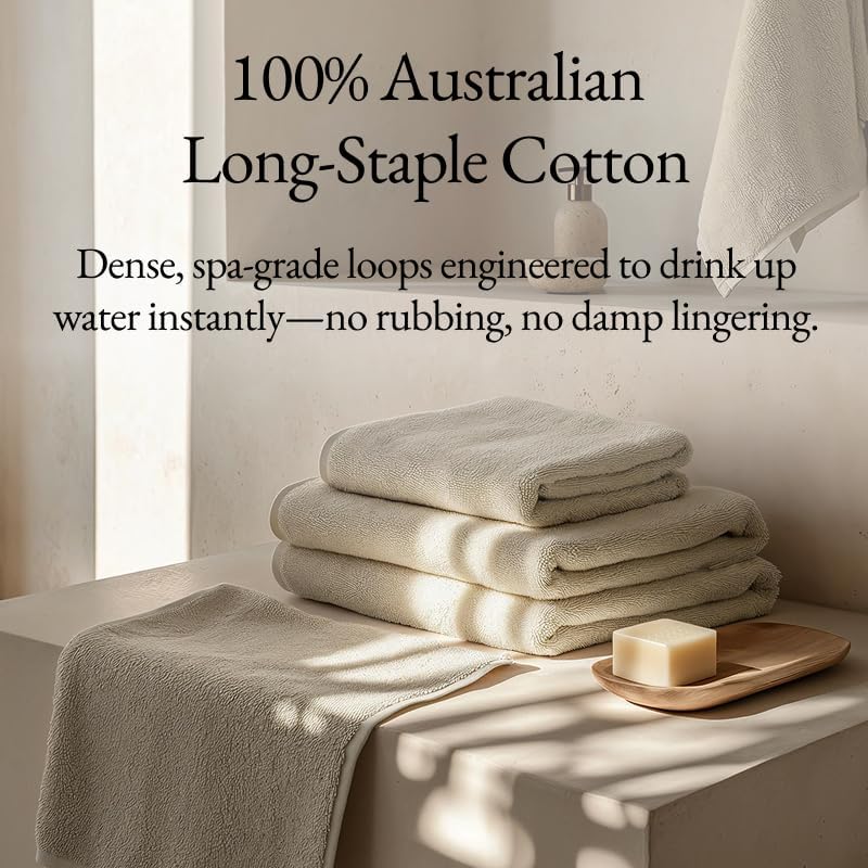 Italic Ultraplush 100% Australian Cotton Bath Sheets - Set of 2 Luxury Extra Large Heavy Duty Bath Sheets, 800GSM Plush and Absorbent Sheets for Hotels, Bath, Gym & Spa (Sand)